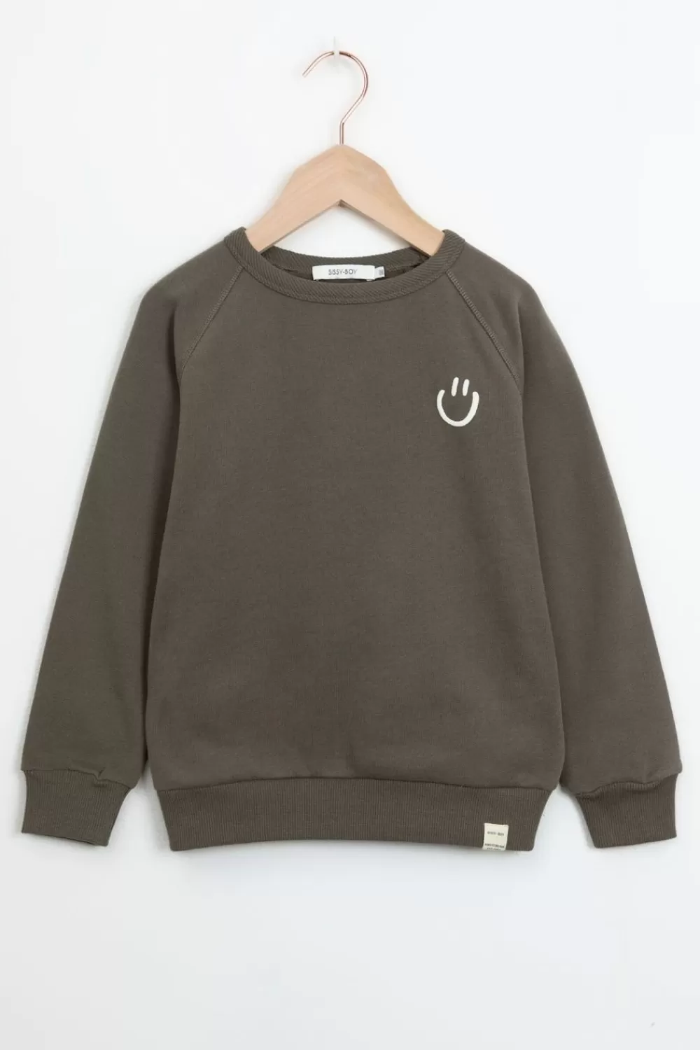 Kids Sissy-Boy Truien En Vesten>Donkergroene Raglan Sweater Met Smiley Print