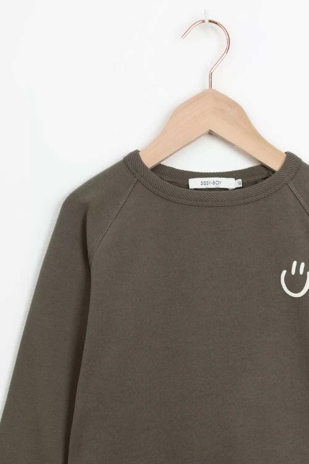 Kids Sissy-Boy Truien En Vesten>Donkergroene Raglan Sweater Met Smiley Print
