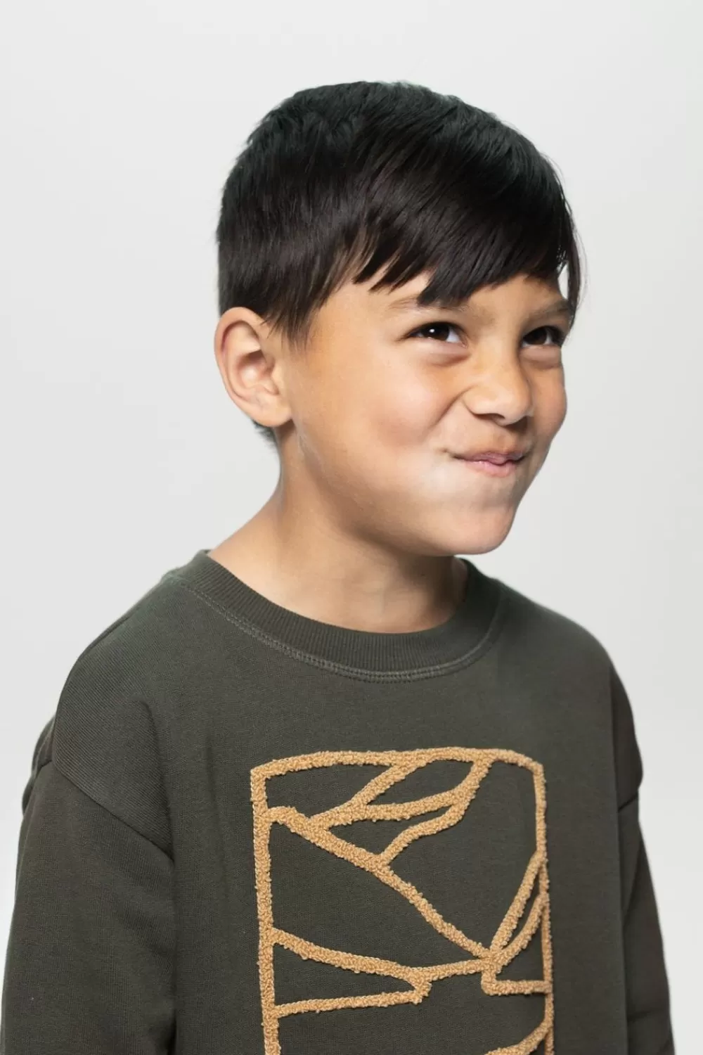 Kids Sissy-Boy Truien En Vesten>Donkergroene Sweater Met Badstof Print