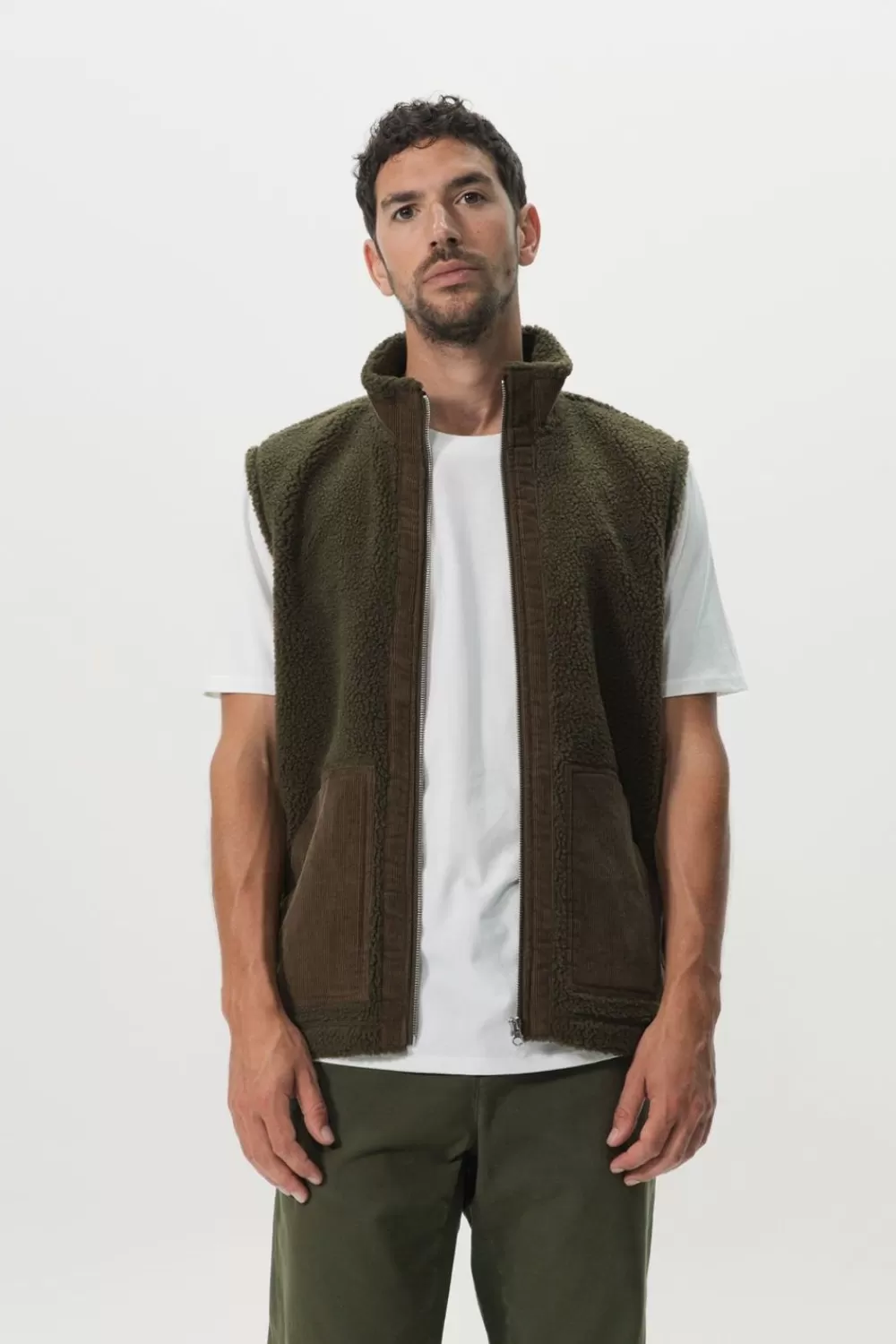 Heren Sissy-Boy Blazers En Jasjes>Donkergroene Teddy Bodywarmer