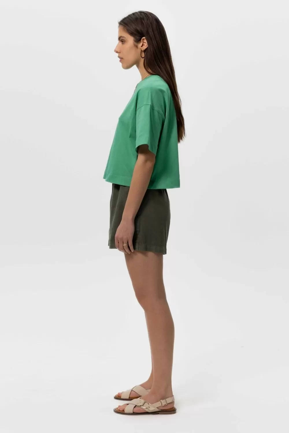 Dames Sissy-Boy Broeken>Donkergroene Twill Shorts