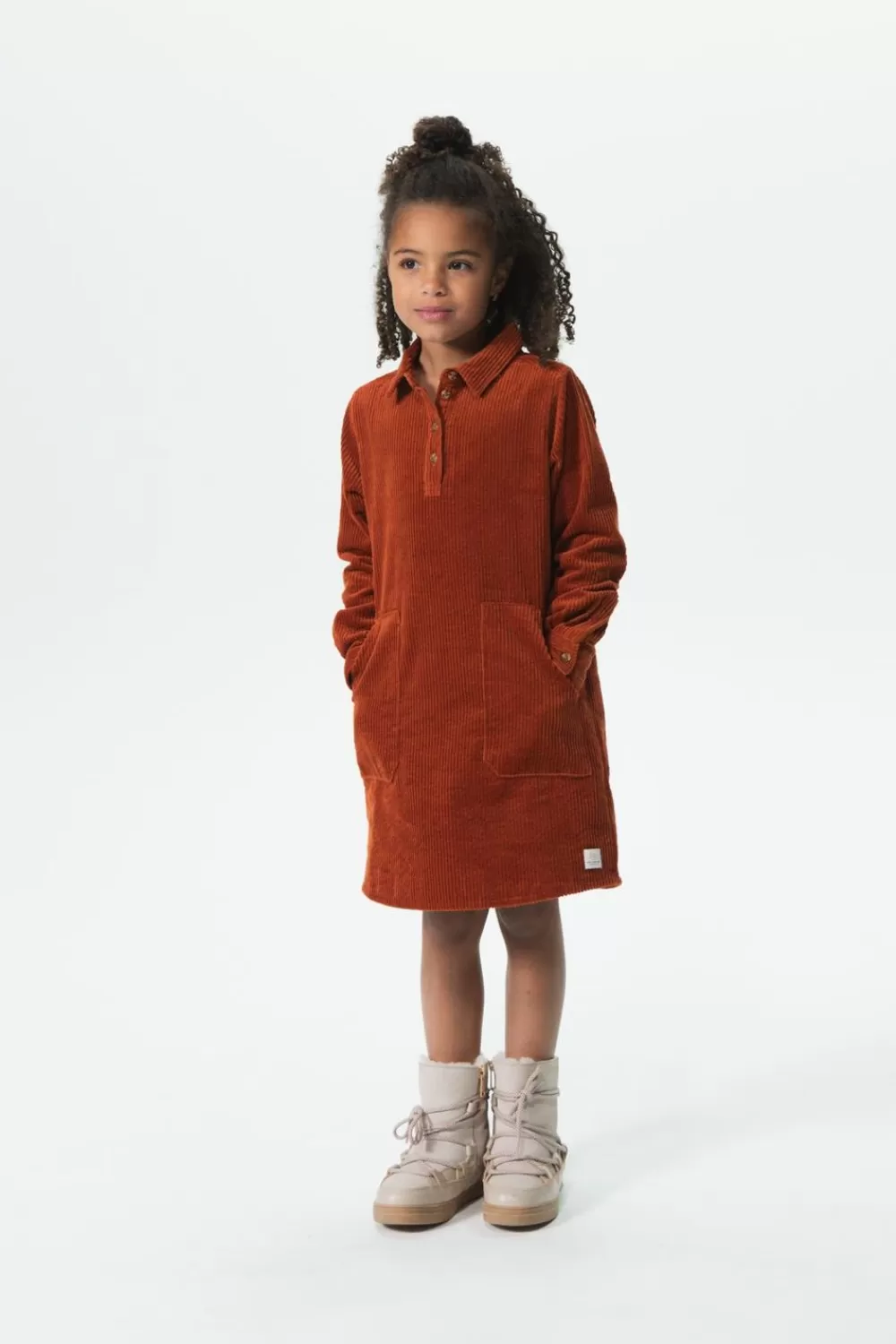 Kids Sissy-Boy Jurken>Donkeroranje Corduroy Jurk