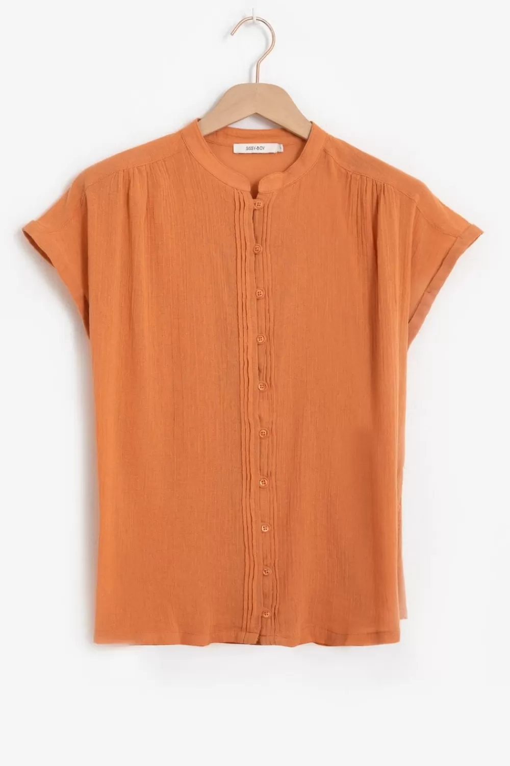 Dames Sissy-Boy T-Shirts En Tops>Donkeroranje T-Shirt Met Knoopjes
