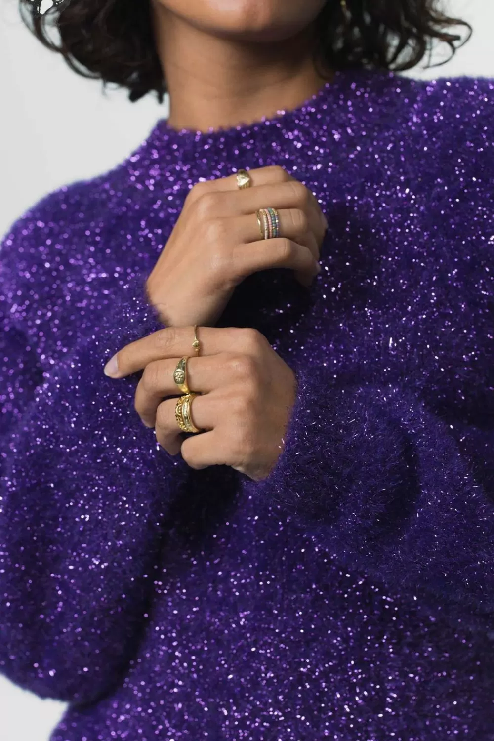 Dames Sissy-Boy Jurken>Donkerpaarse Gebreide Glitterjurk