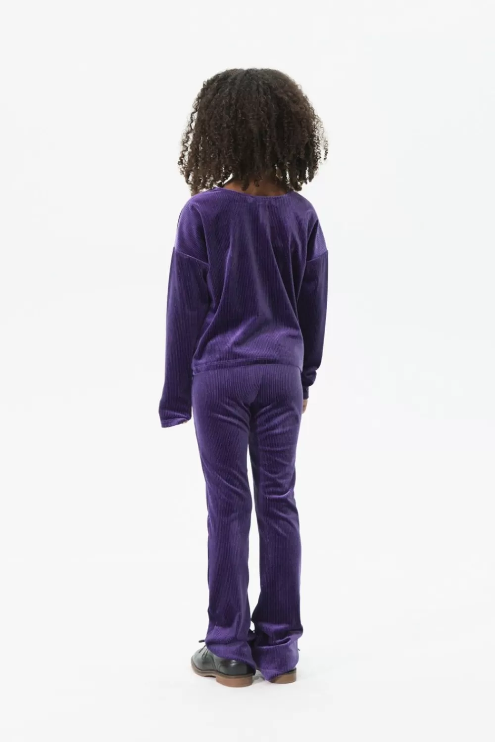Kids Sissy-Boy Accessoires>Donkerpaarse Rib Flared Legging Met Glitterdetail