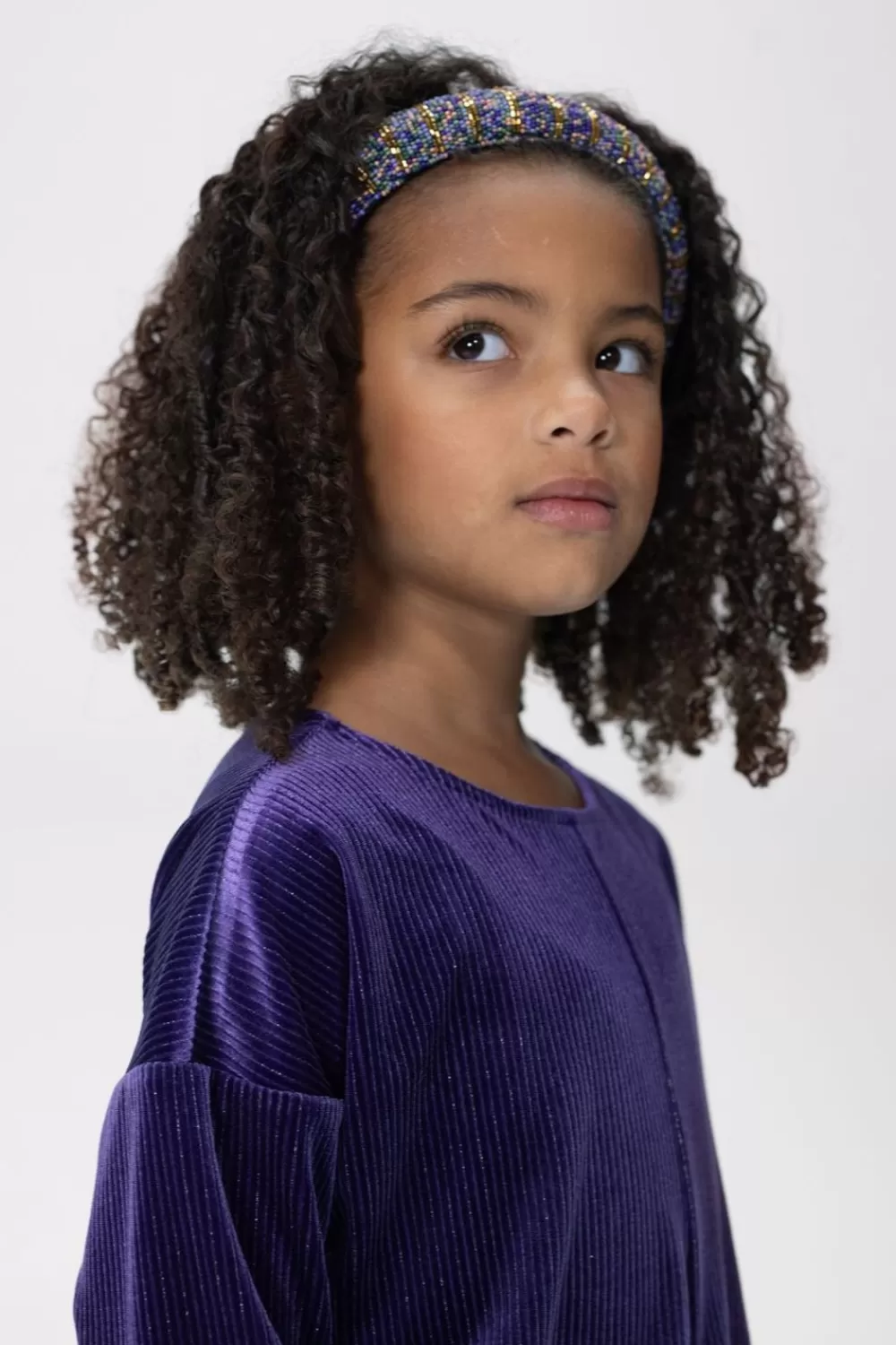 Kids Sissy-Boy T-Shirts En Tops>Donkerpaarse Ribcord Velvet Top Met Knoopdetail