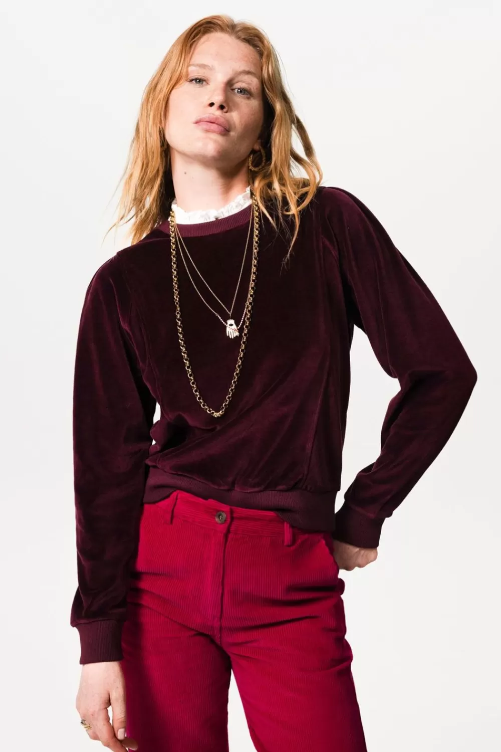 Dames Sissy-Boy Truien En Vesten>Donkerpaarse Velvet Sweater