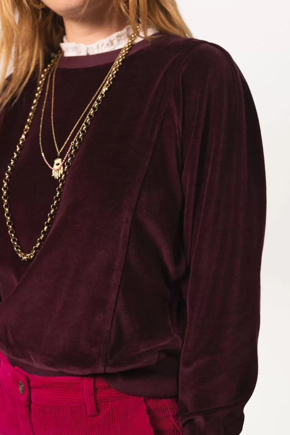 Dames Sissy-Boy Truien En Vesten>Donkerpaarse Velvet Sweater