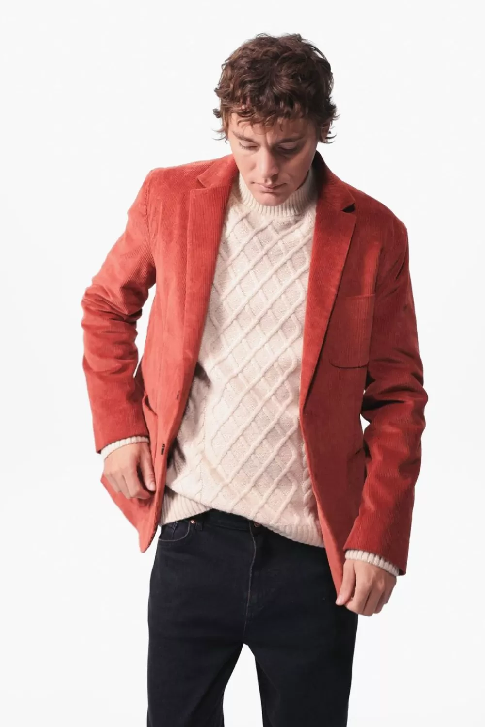 Heren Sissy-Boy Blazers En Jasjes>Donkerrode Corduroy Blazer