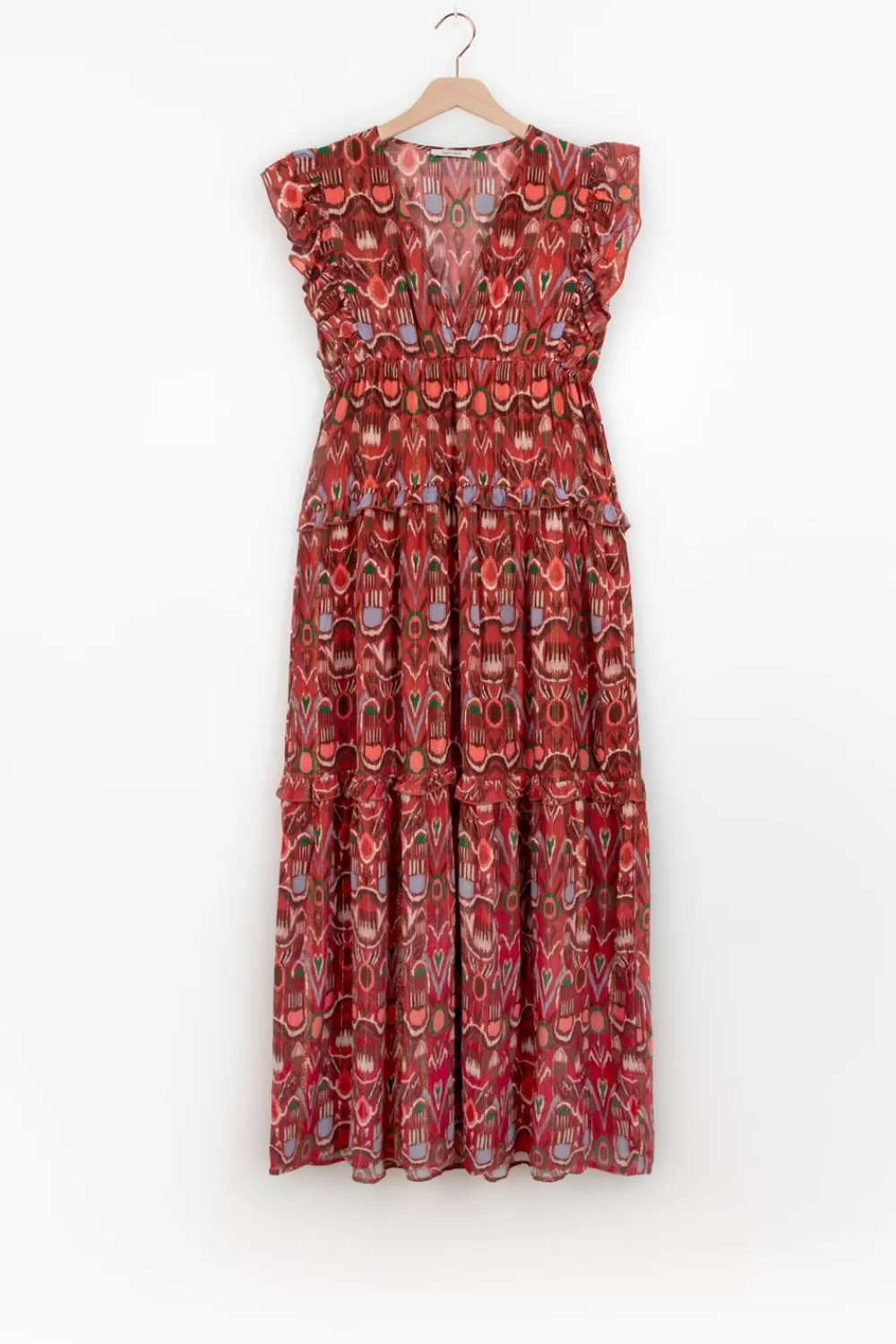 Dames Sissy-Boy Jurken>Donkerrode Maxi Jurk Met Ikat Print