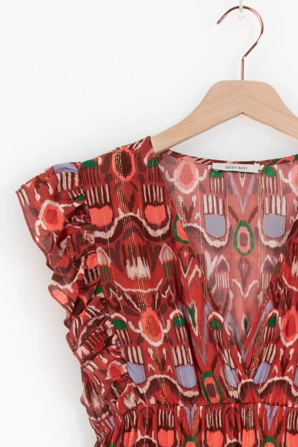 Dames Sissy-Boy Jurken>Donkerrode Maxi Jurk Met Ikat Print