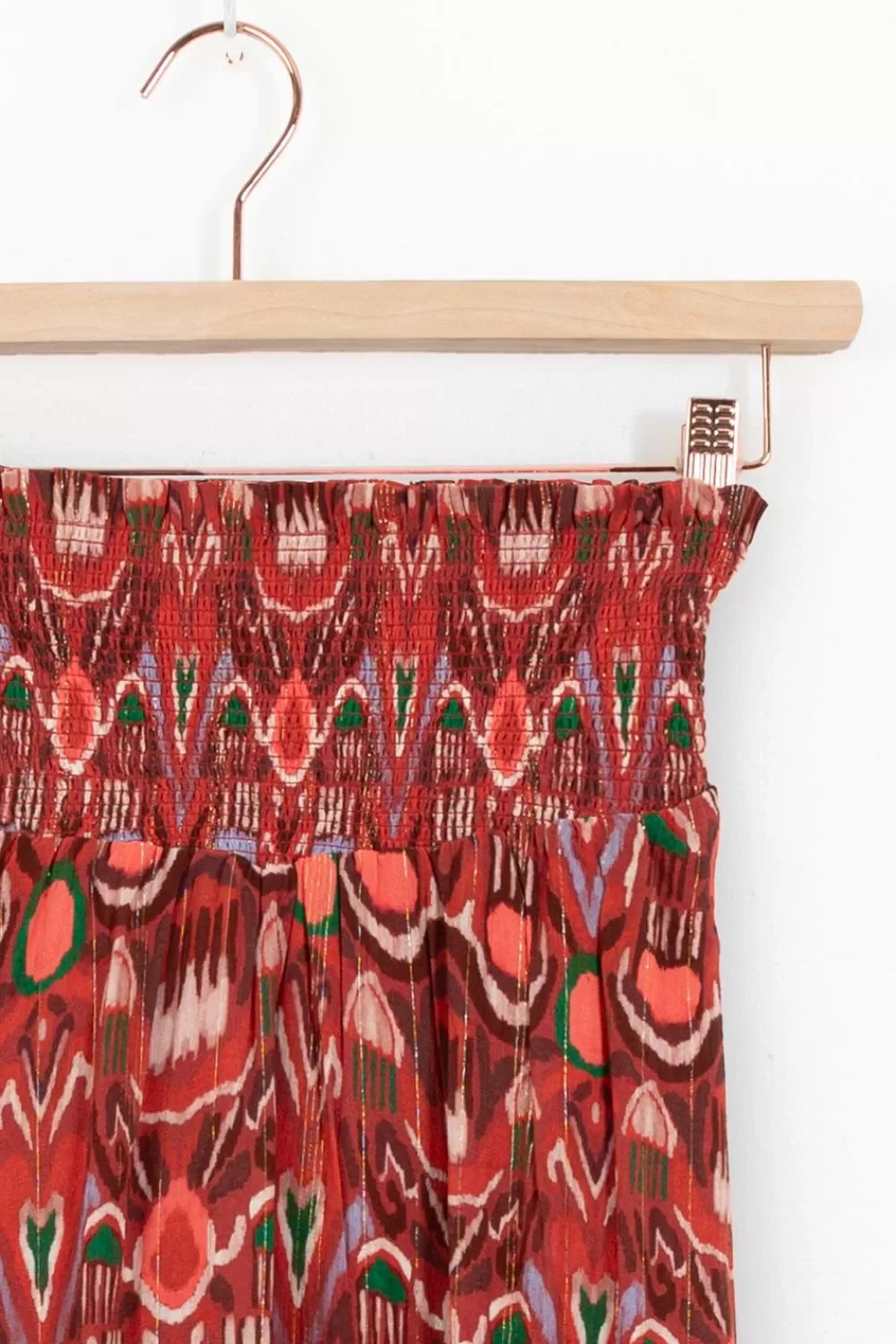 Dames Sissy-Boy Rokken>Donkerrode Maxi Rok Met Ikat Print En Splitten