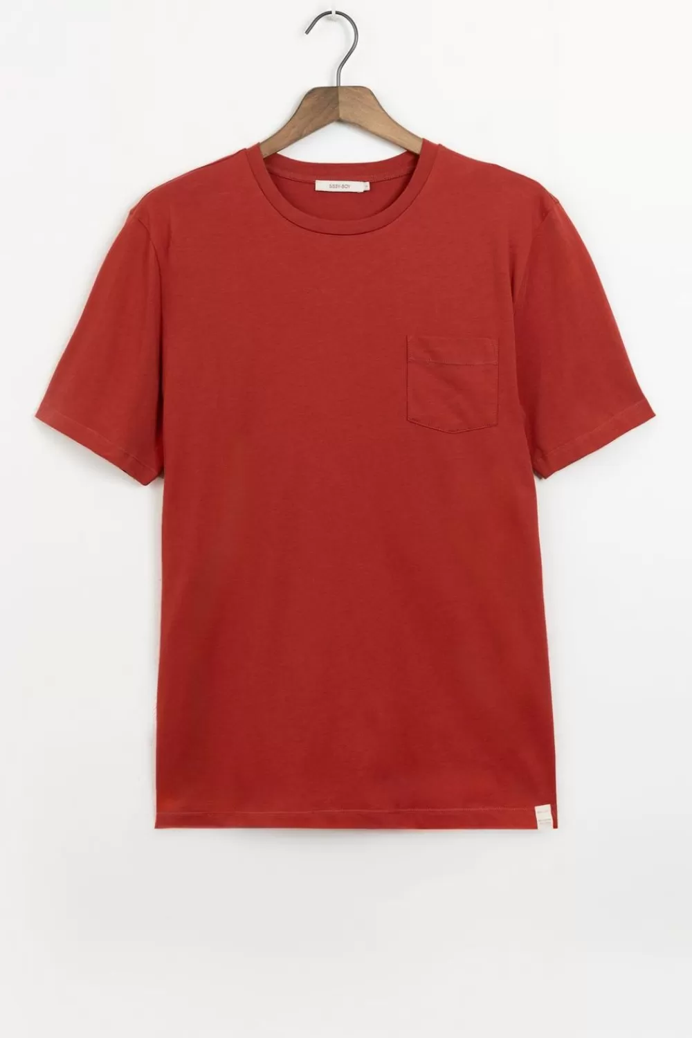 Heren Sissy-Boy T-Shirts>Donkerrood T-Shirt Met Borstzak