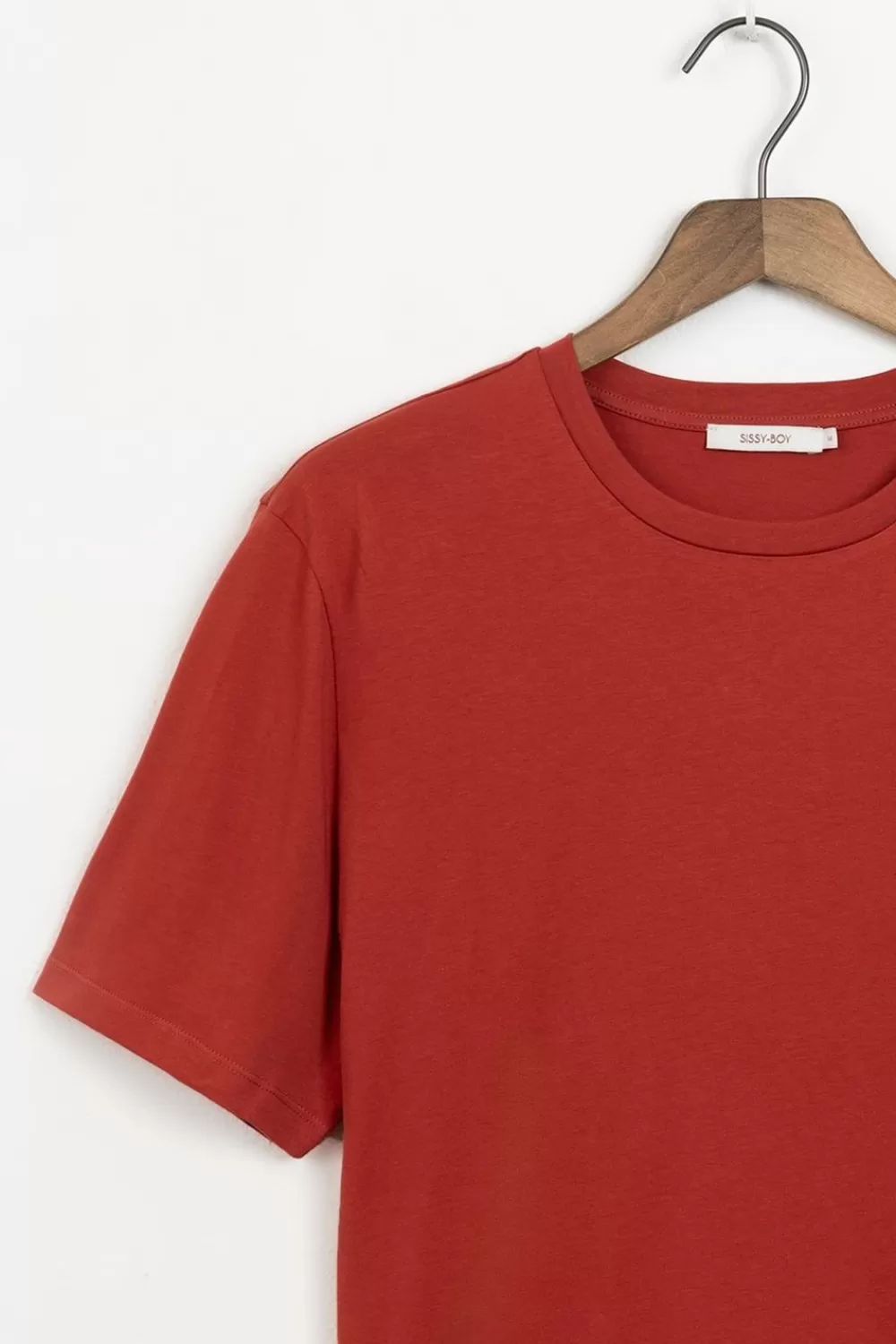 Heren Sissy-Boy T-Shirts>Donkerrood T-Shirt Met Borstzak