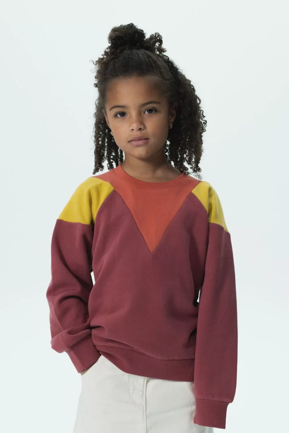 Kids Sissy-Boy Truien En Vesten>Donkerroze Colourblock Sweater