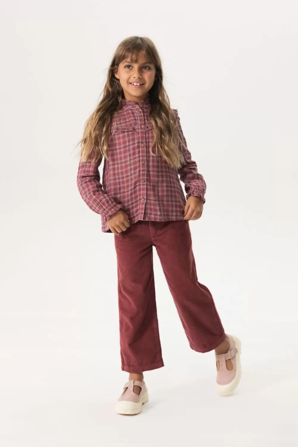 Kids Sissy-Boy Broeken>Donkerroze Corduroy Culotte Broek
