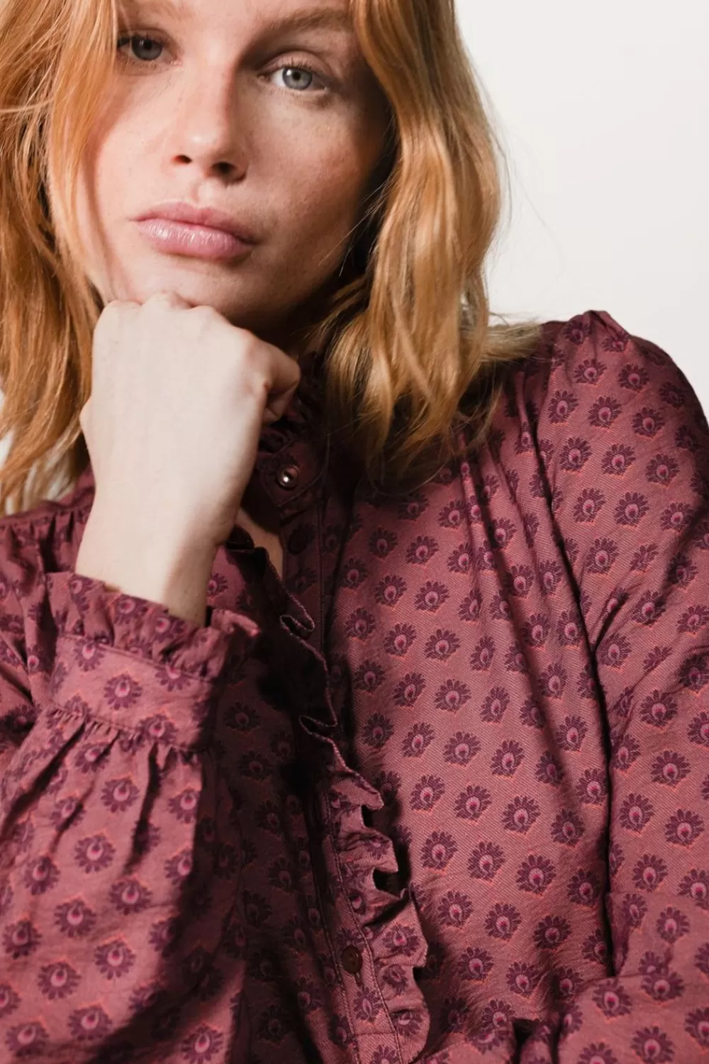 Dames Sissy-Boy Jurken>Donkerroze Jurk Met Ruffles En Print