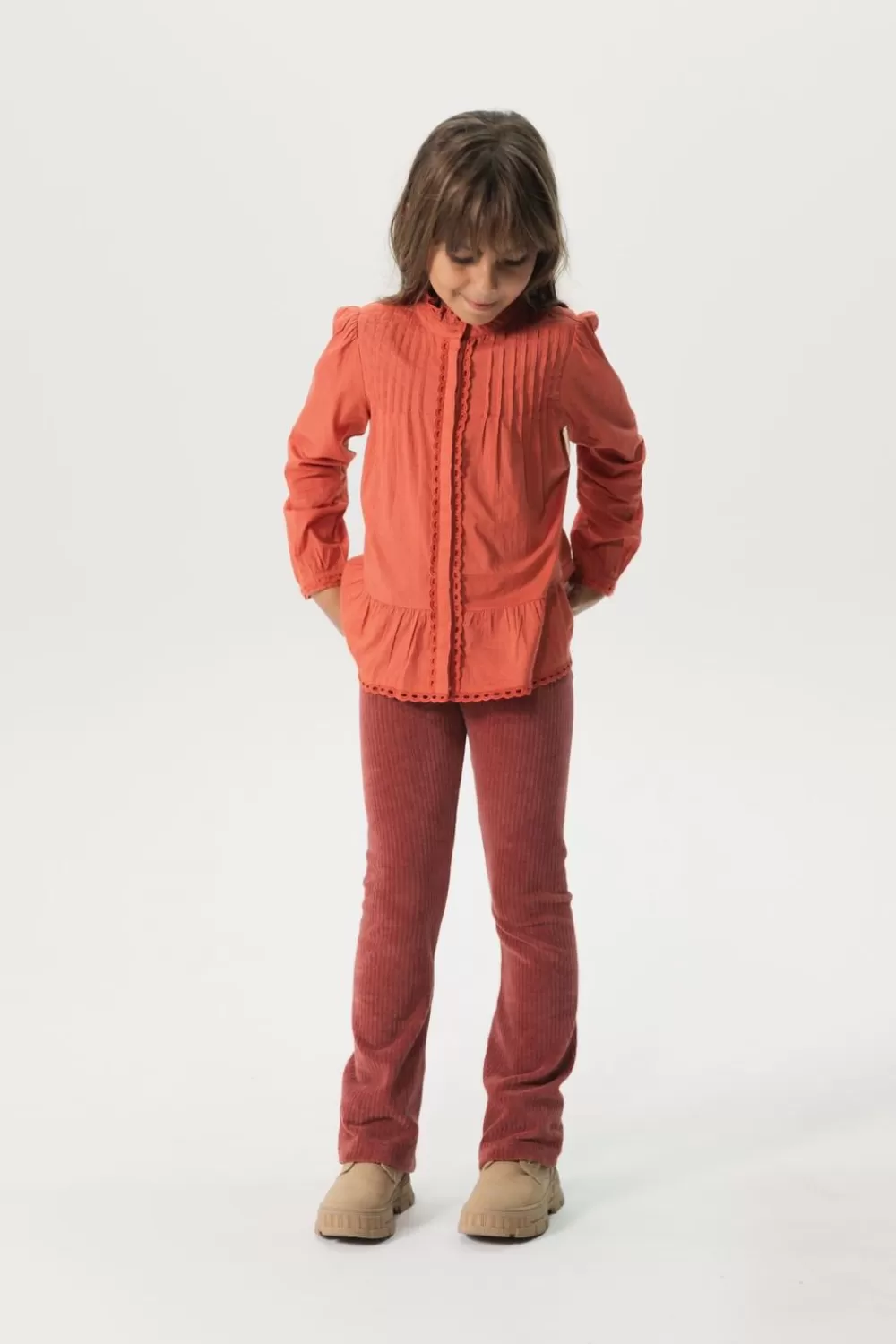 Kids Sissy-Boy Accessoires>Donkerroze Rib Flared Legging