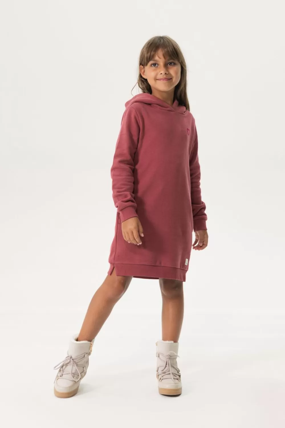 Kids Sissy-Boy Jurken>Donkerroze Sweater Jurk Met Capuchon