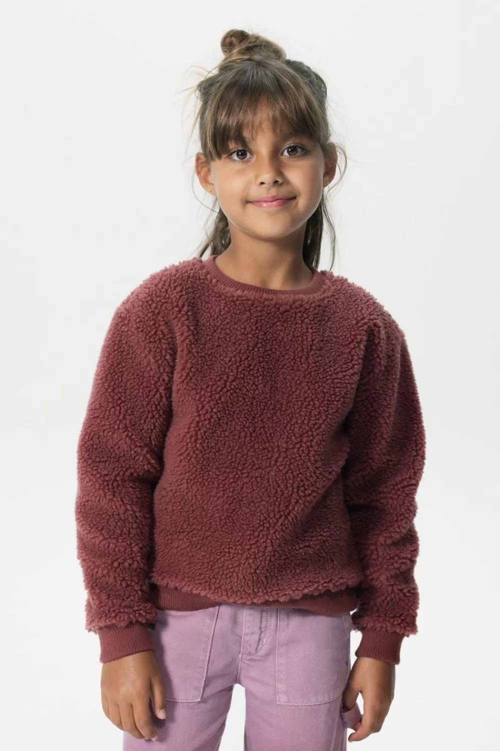 Kids Sissy-Boy Truien En Vesten>Donkerroze Teddy Sweater