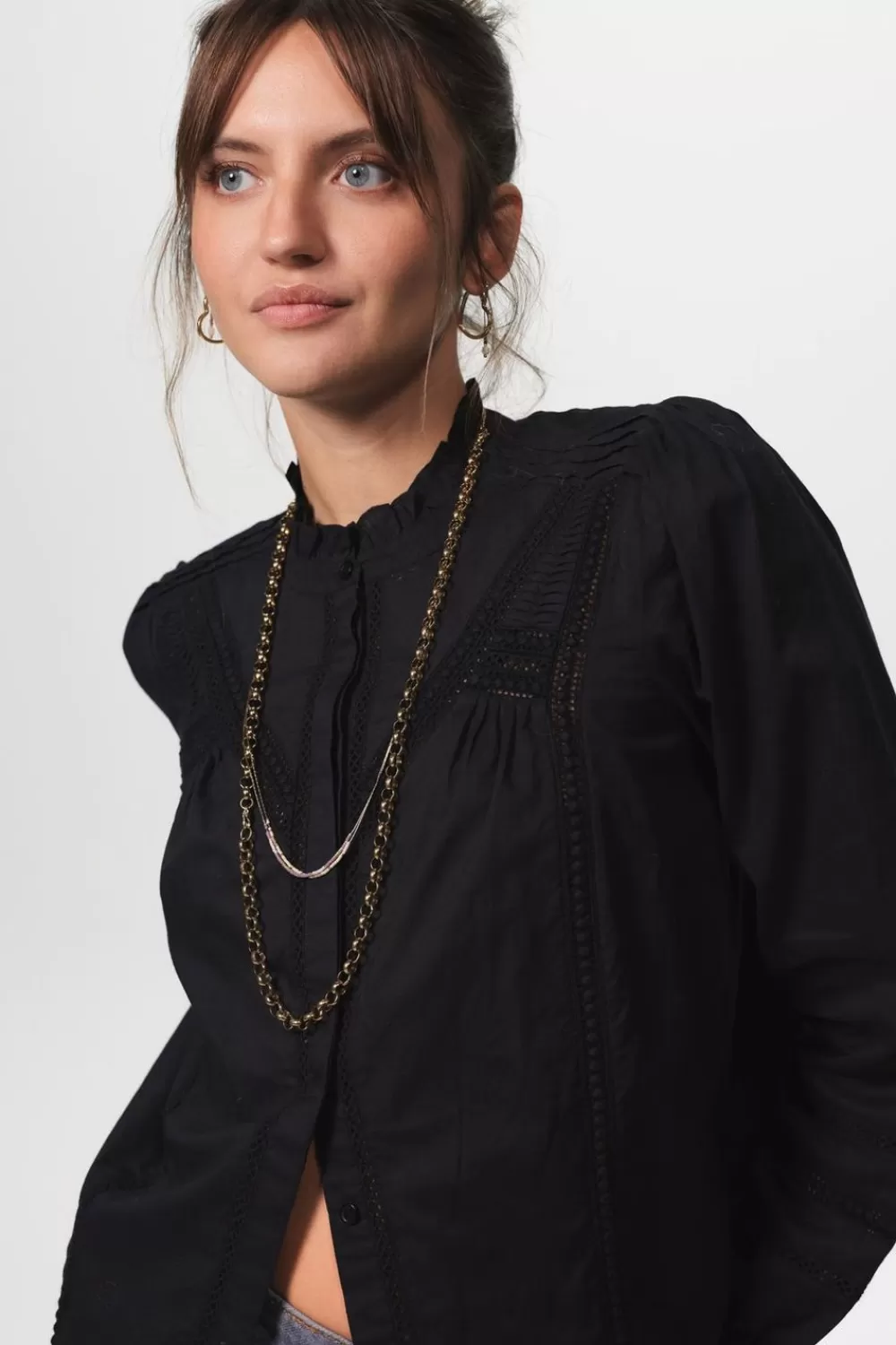 Dames Sissy-Boy Blouses>E Blouse Met Ruffles En Pintuck Details