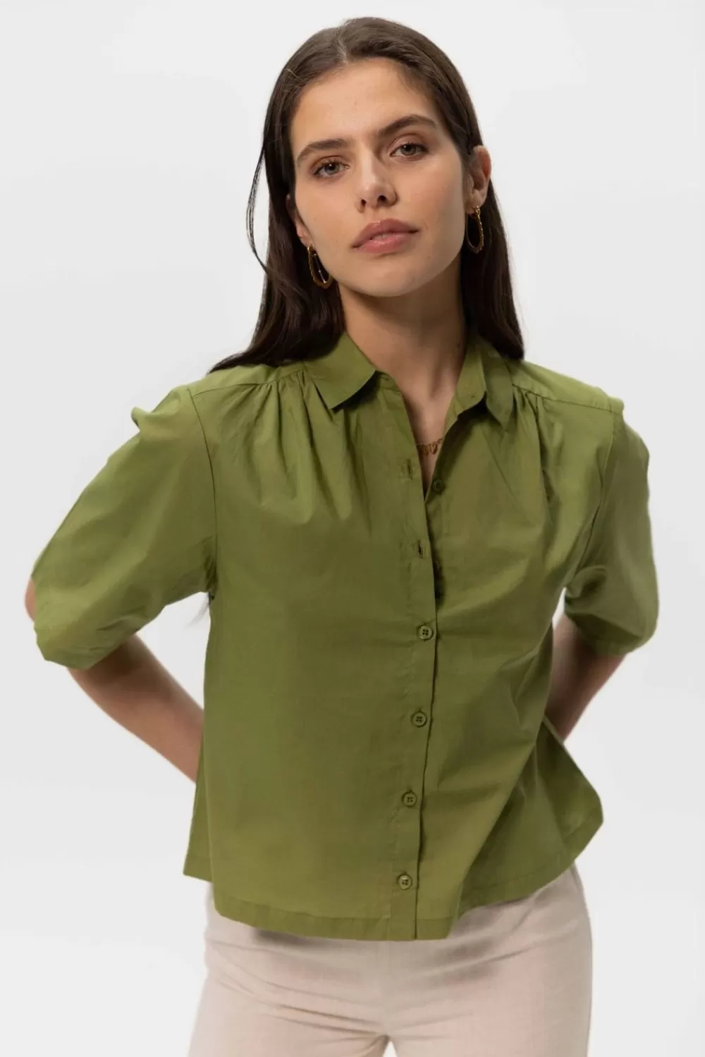 Dames Sissy-Boy Blouses>E Boxy Blouse Met Korte Mouwen