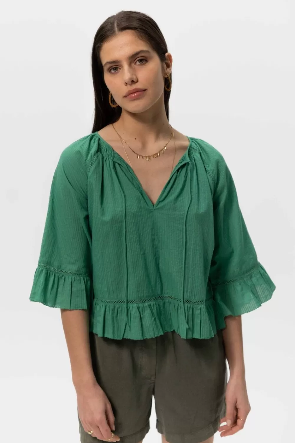 Dames Sissy-Boy T-Shirts En Tops>E Boxy Top Met Fladdermouwen