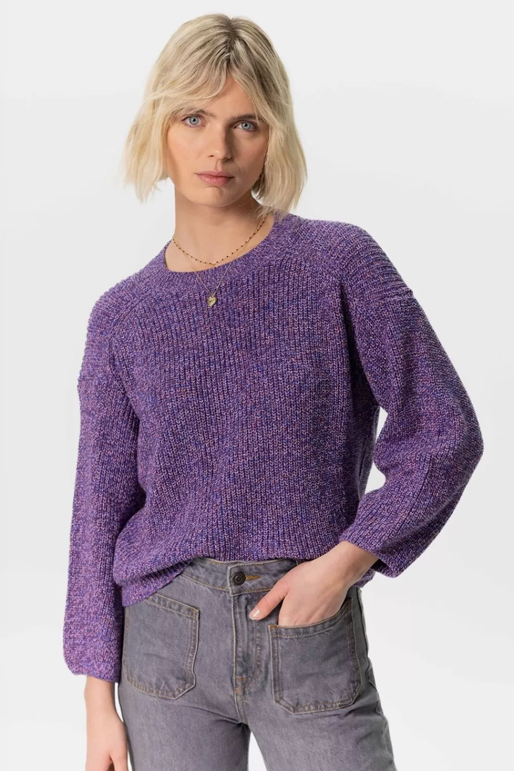 Dames Sissy-Boy Truien En Vesten>E Cropped Trui Met Melange Effect