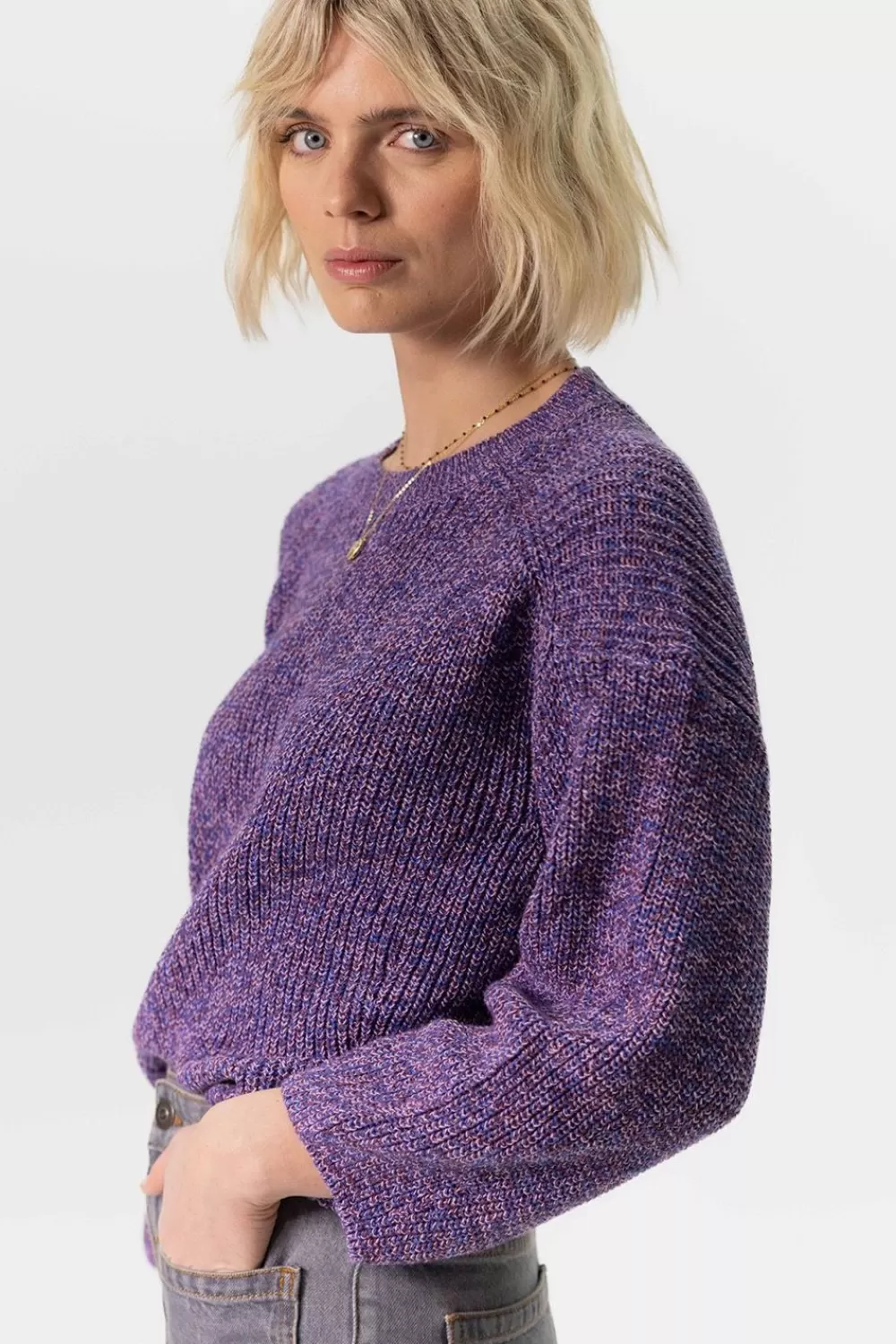 Dames Sissy-Boy Truien En Vesten>E Cropped Trui Met Melange Effect