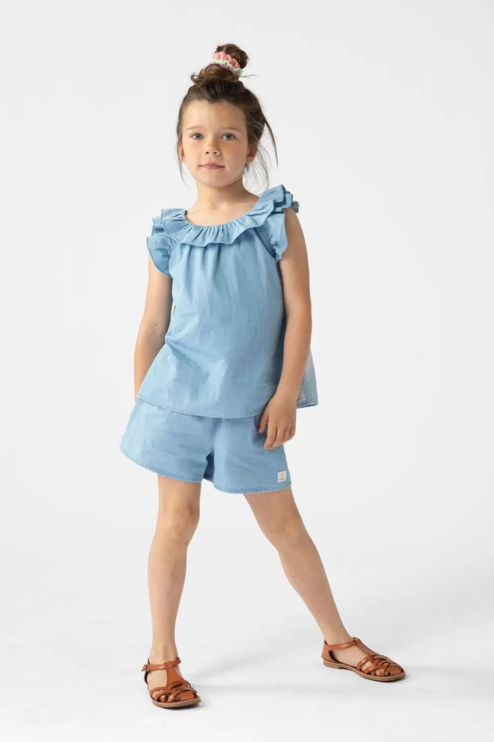 Kids Sissy-Boy T-Shirts En Tops>E Denim Top Met Ruffles