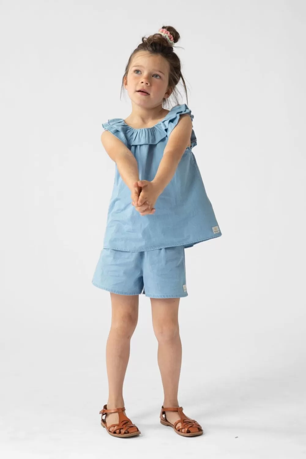 Kids Sissy-Boy T-Shirts En Tops>E Denim Top Met Ruffles