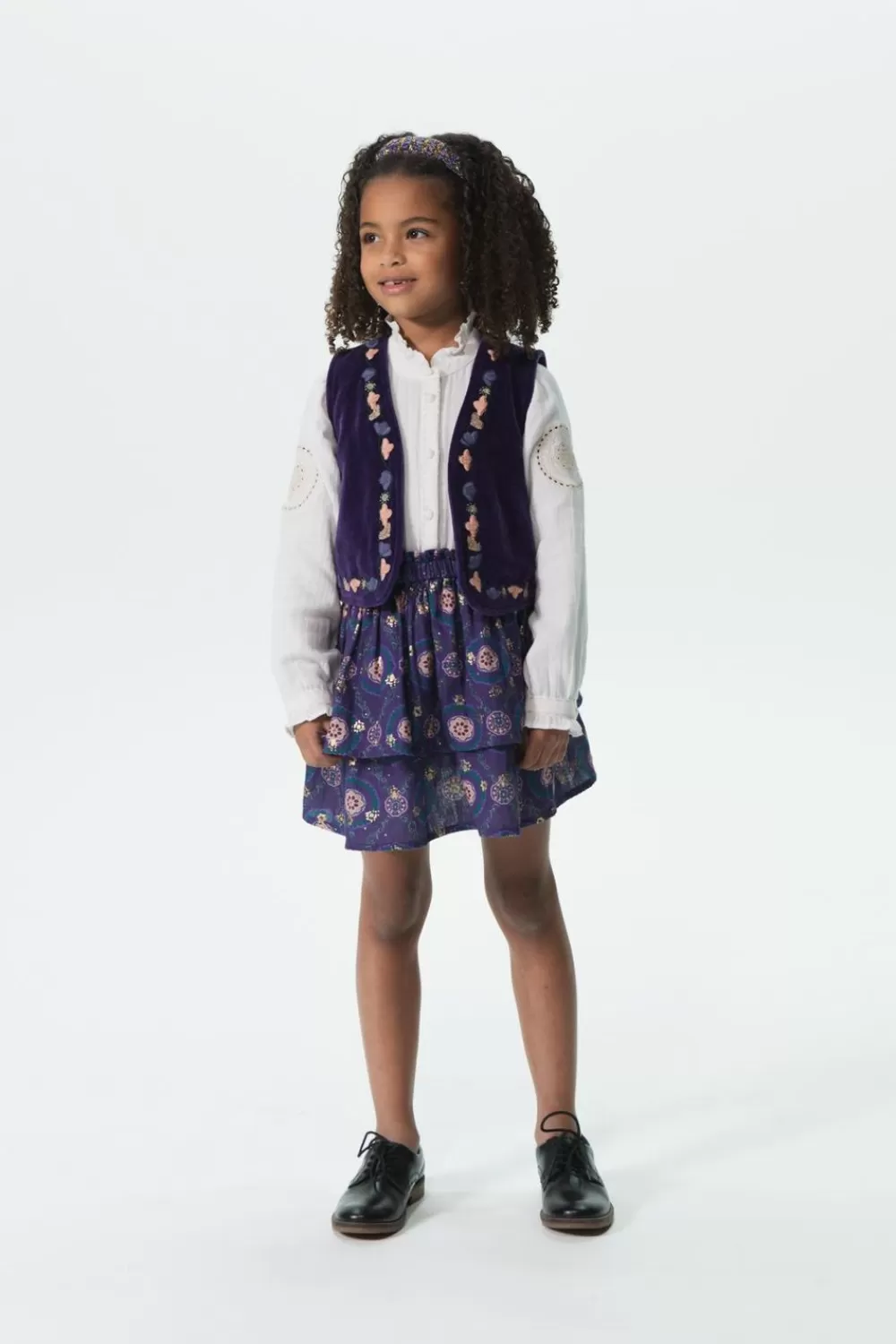 Kids Sissy-Boy Rokken>E Gelaagde Rok Met Print En Gouden Details