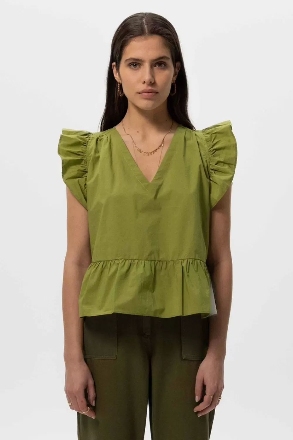 Dames Sissy-Boy T-Shirts En Tops>E Mouwloze Top Met Ruffles