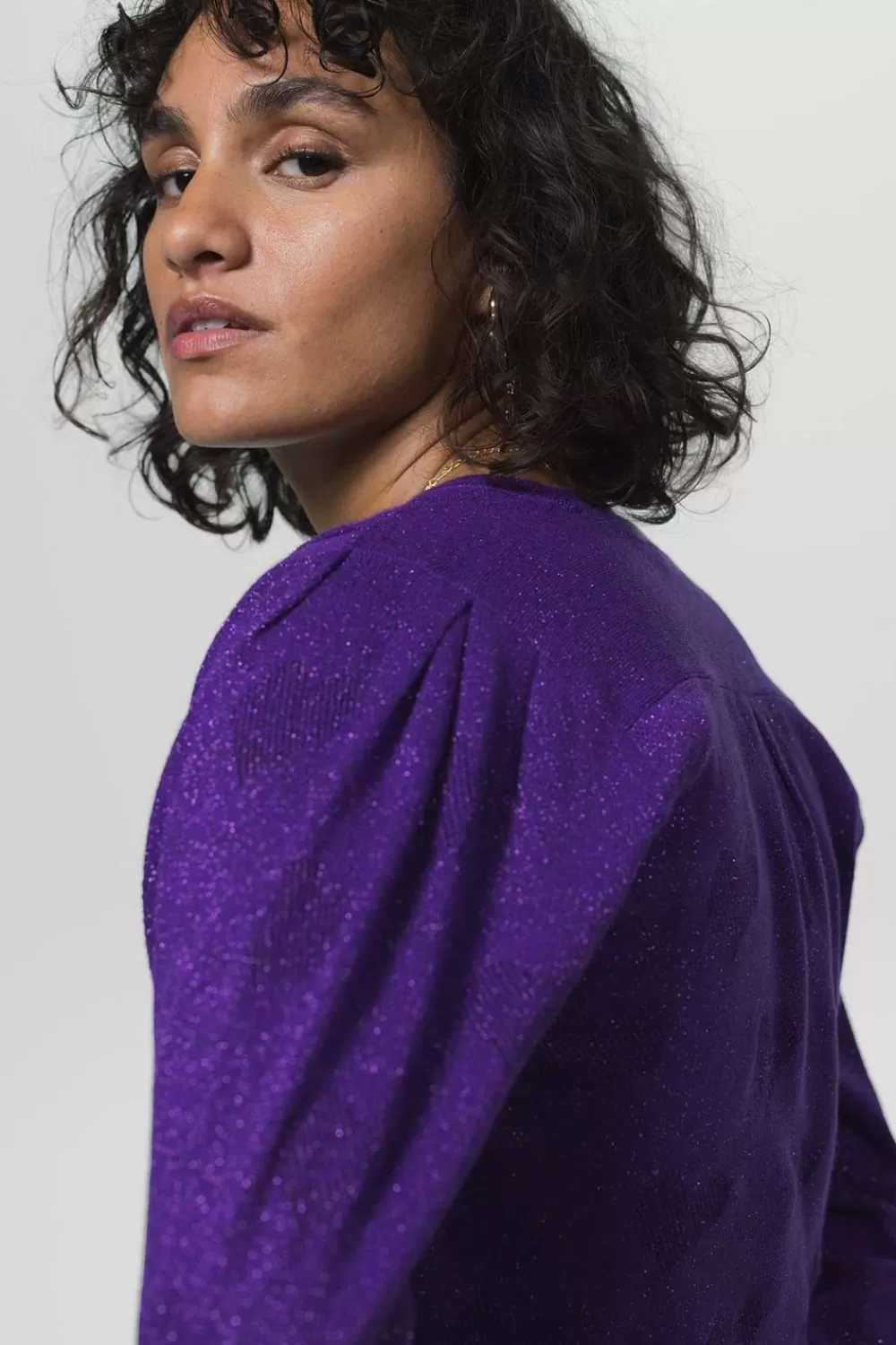 Dames Sissy-Boy Truien En Vesten>E Overlap Trui Met Hartjes En Lurex