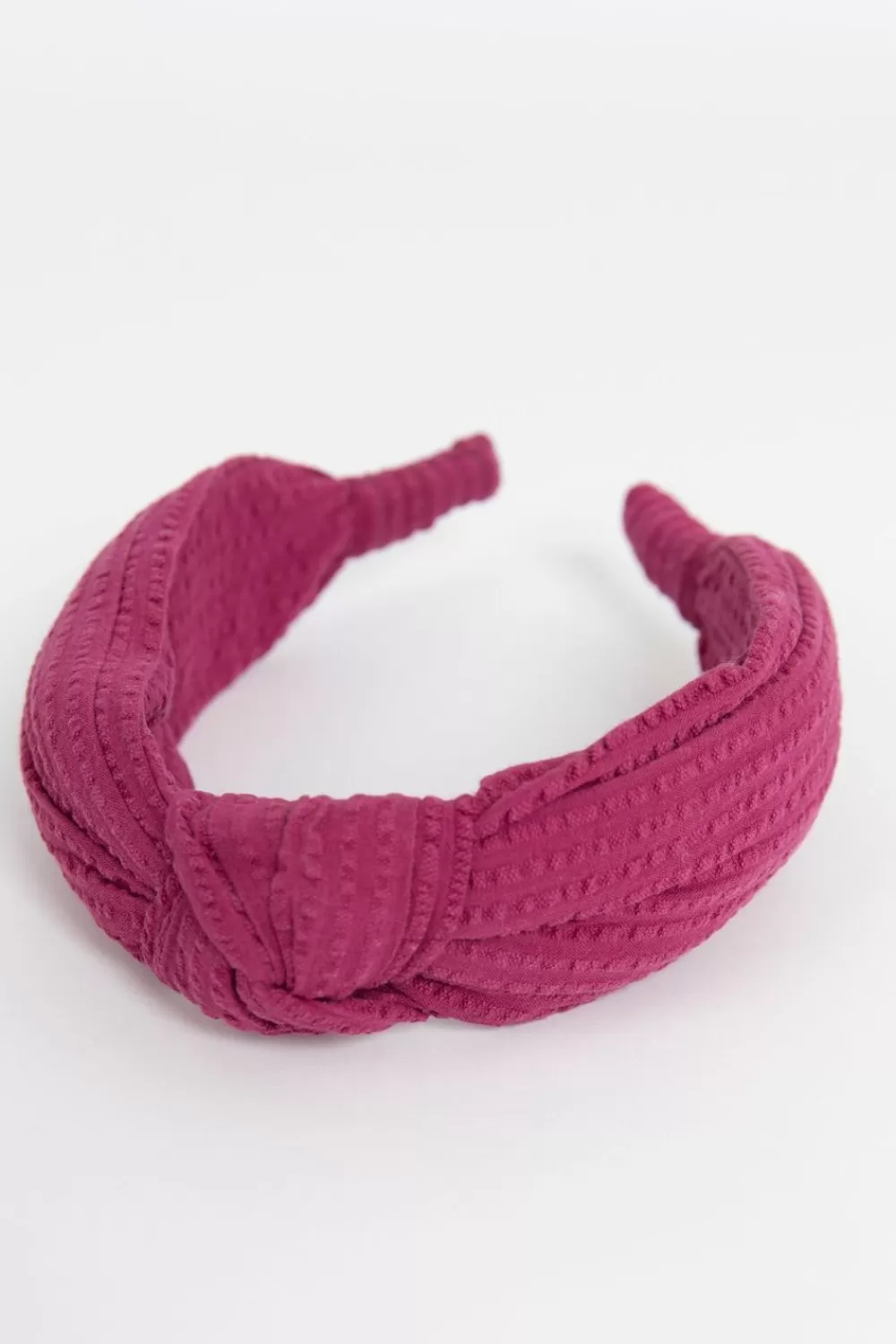 Dames Sissy-Boy Hoeden En Petten>E Seersucker Haarband Met Knoopdetail