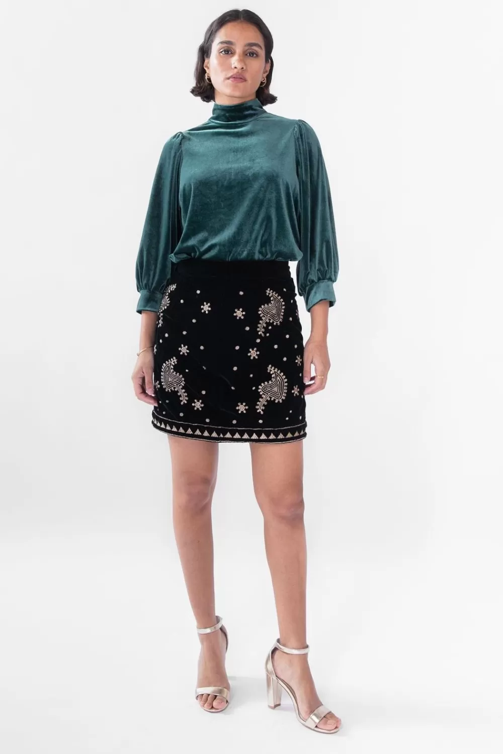 Dames Sissy-Boy Rokken>E Velvet Rok Met Sterren Borduursel