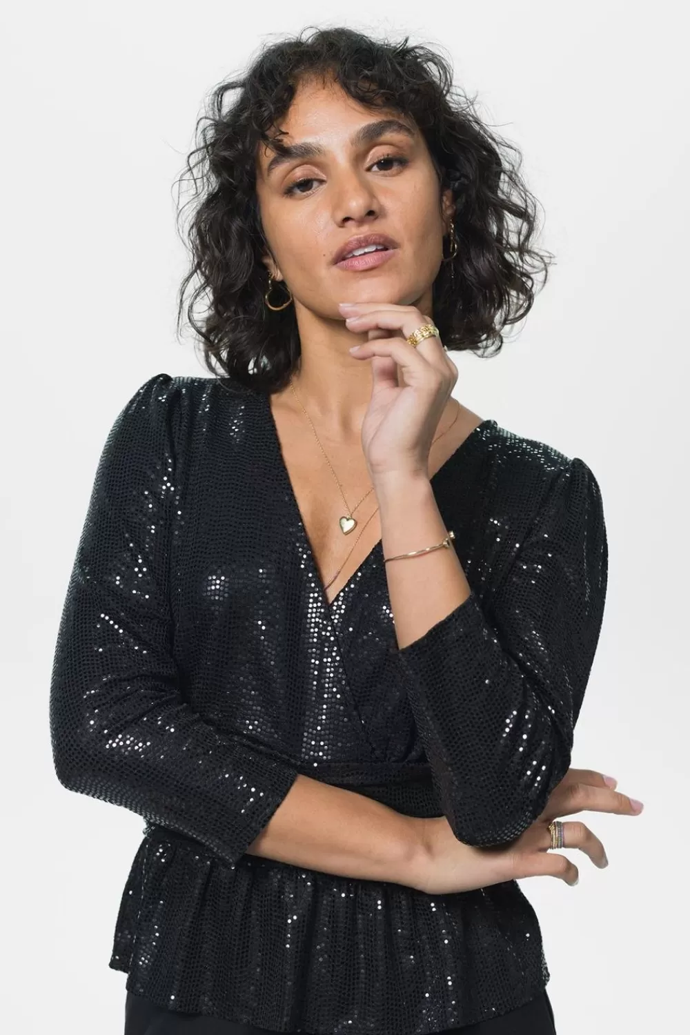 Dames Sissy-Boy T-Shirts En Tops>E Wrap Top Met Pailletten