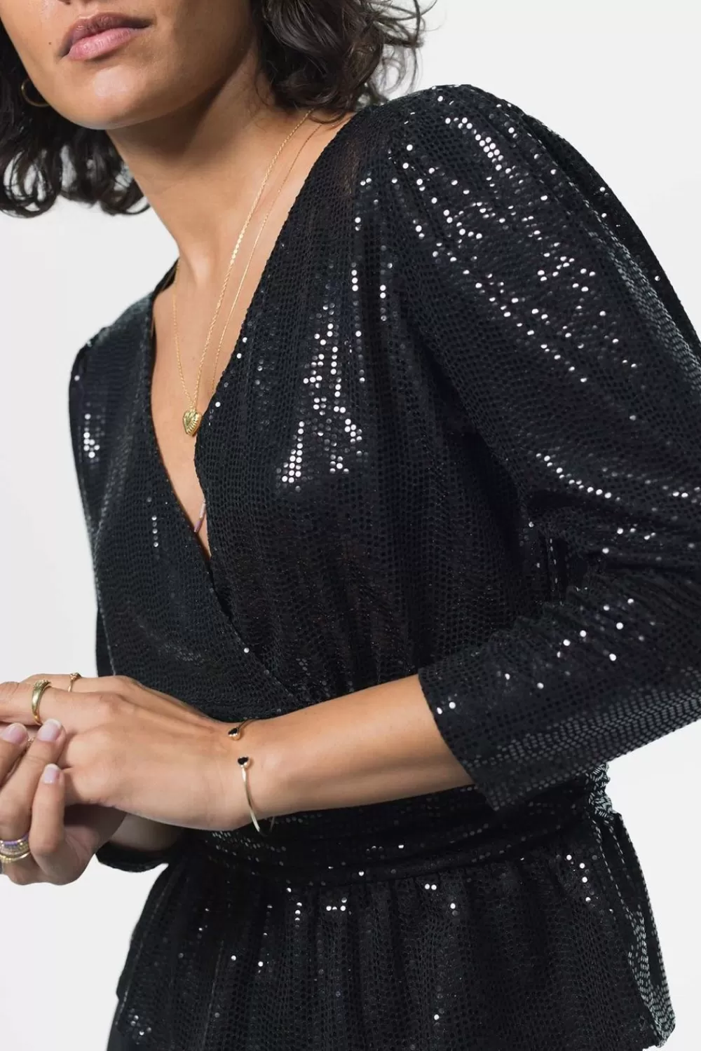Dames Sissy-Boy T-Shirts En Tops>E Wrap Top Met Pailletten
