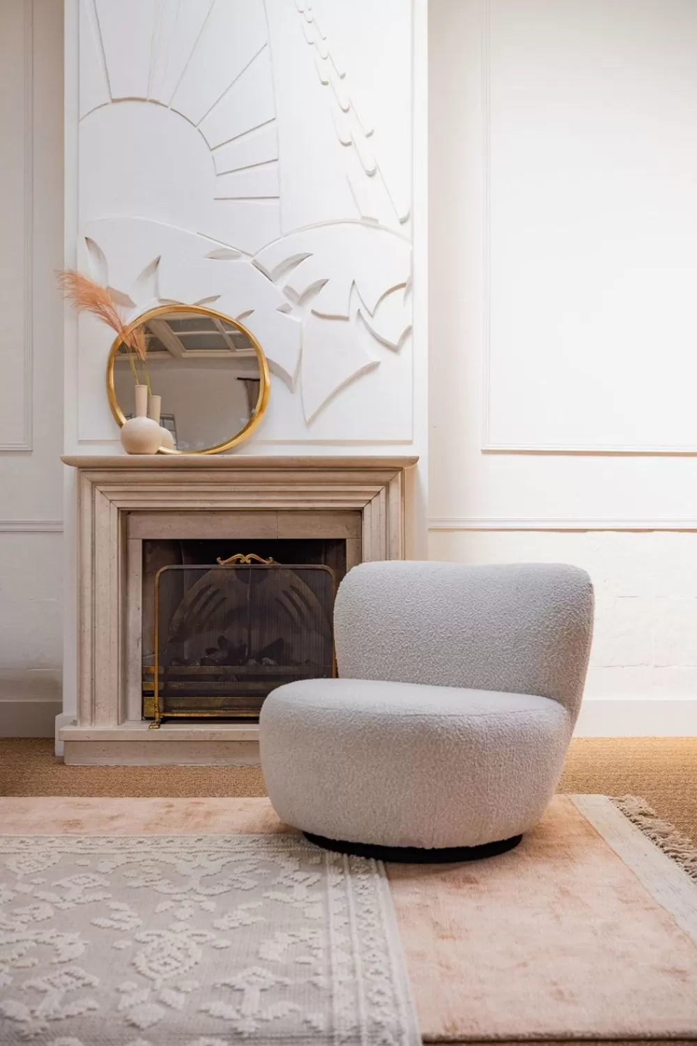 Sissy-Boy Stoelen>Ecru Boucle Draaifauteuil Anne