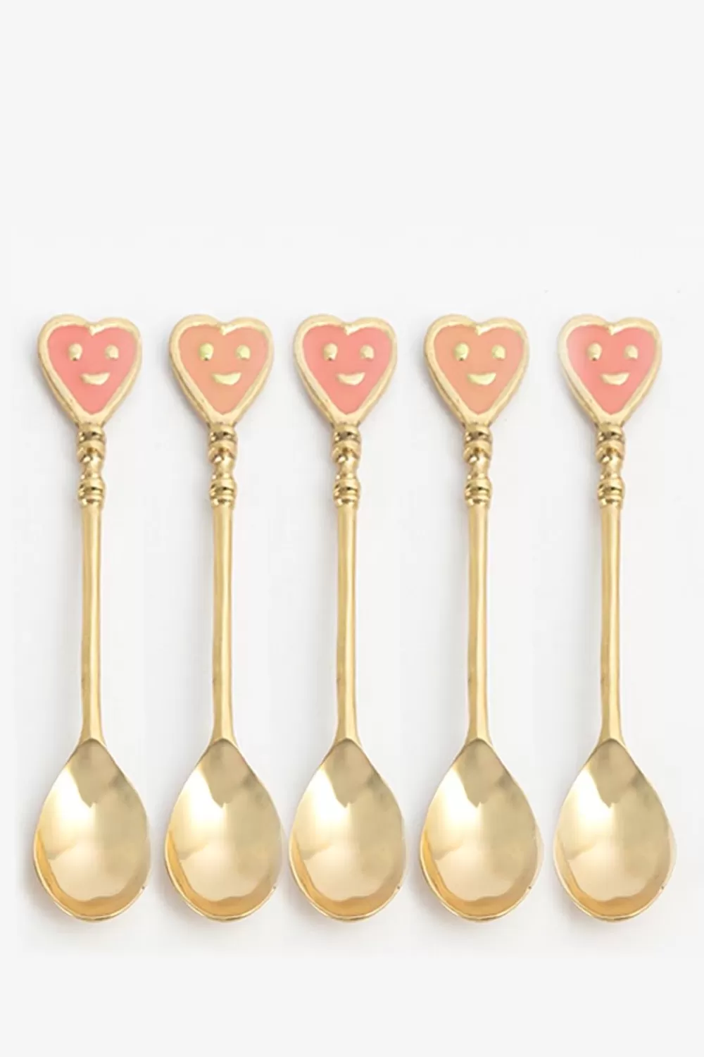 Sissy-Boy Bestek>En Goudkleurige Theelepels Smiley Hartjes