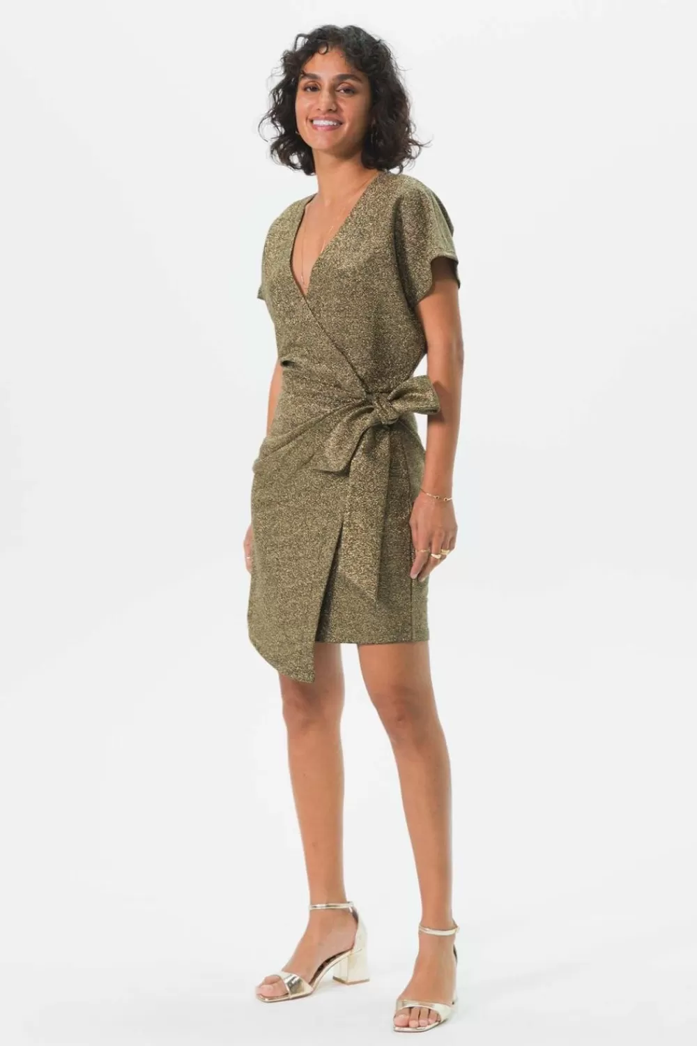 Dames Sissy-Boy Jurken>En Lurex Wikkeljurk