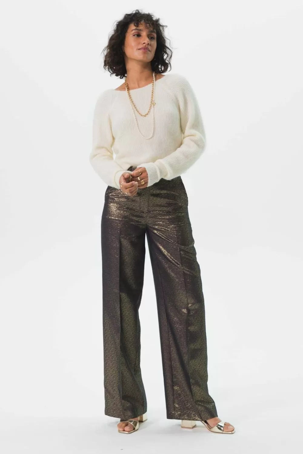 Dames Sissy-Boy Broeken>En Metallic Wide Leg Pantalon