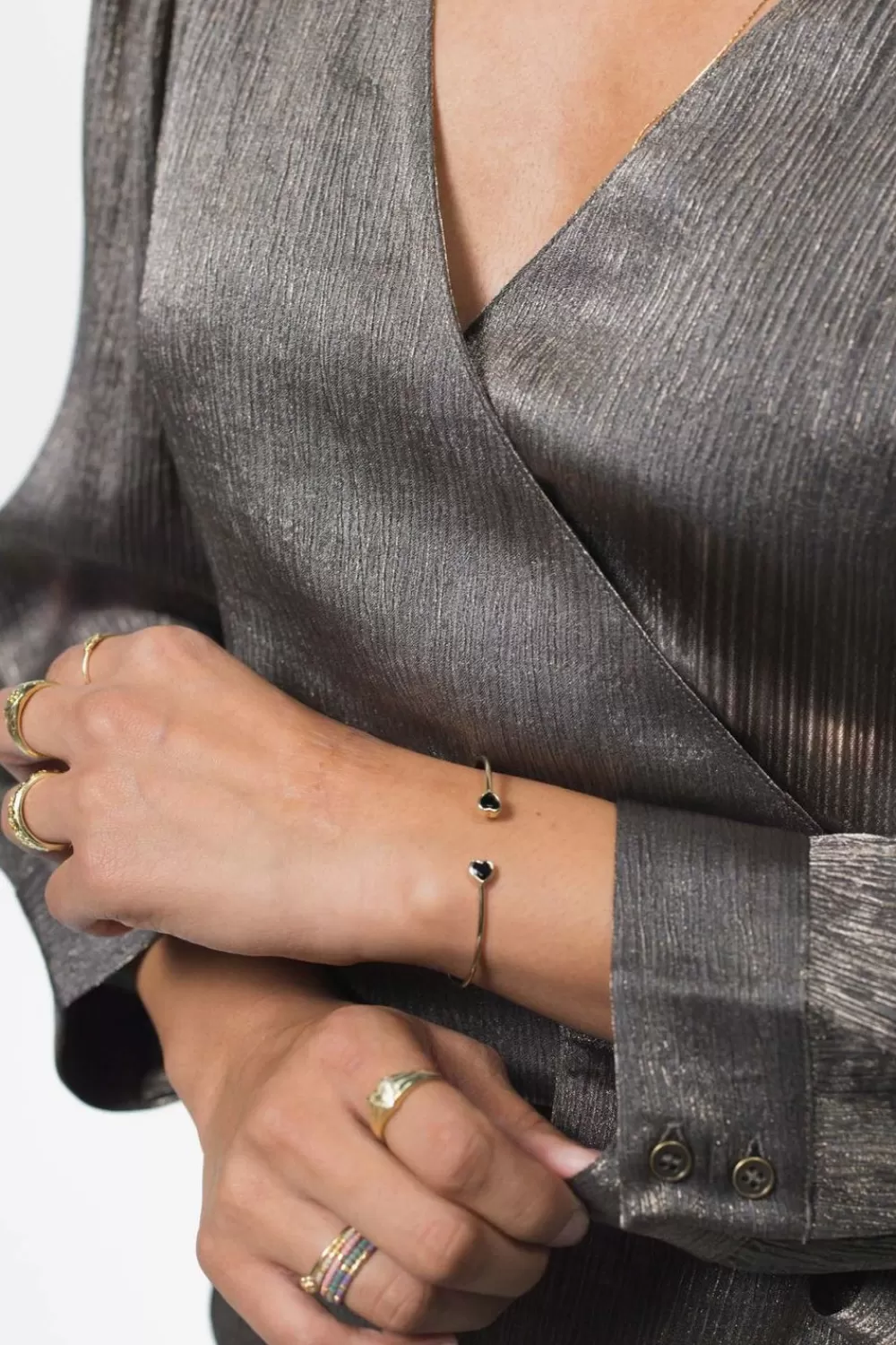 Dames Sissy-Boy Jurken>En Metallic Wikkeljurk