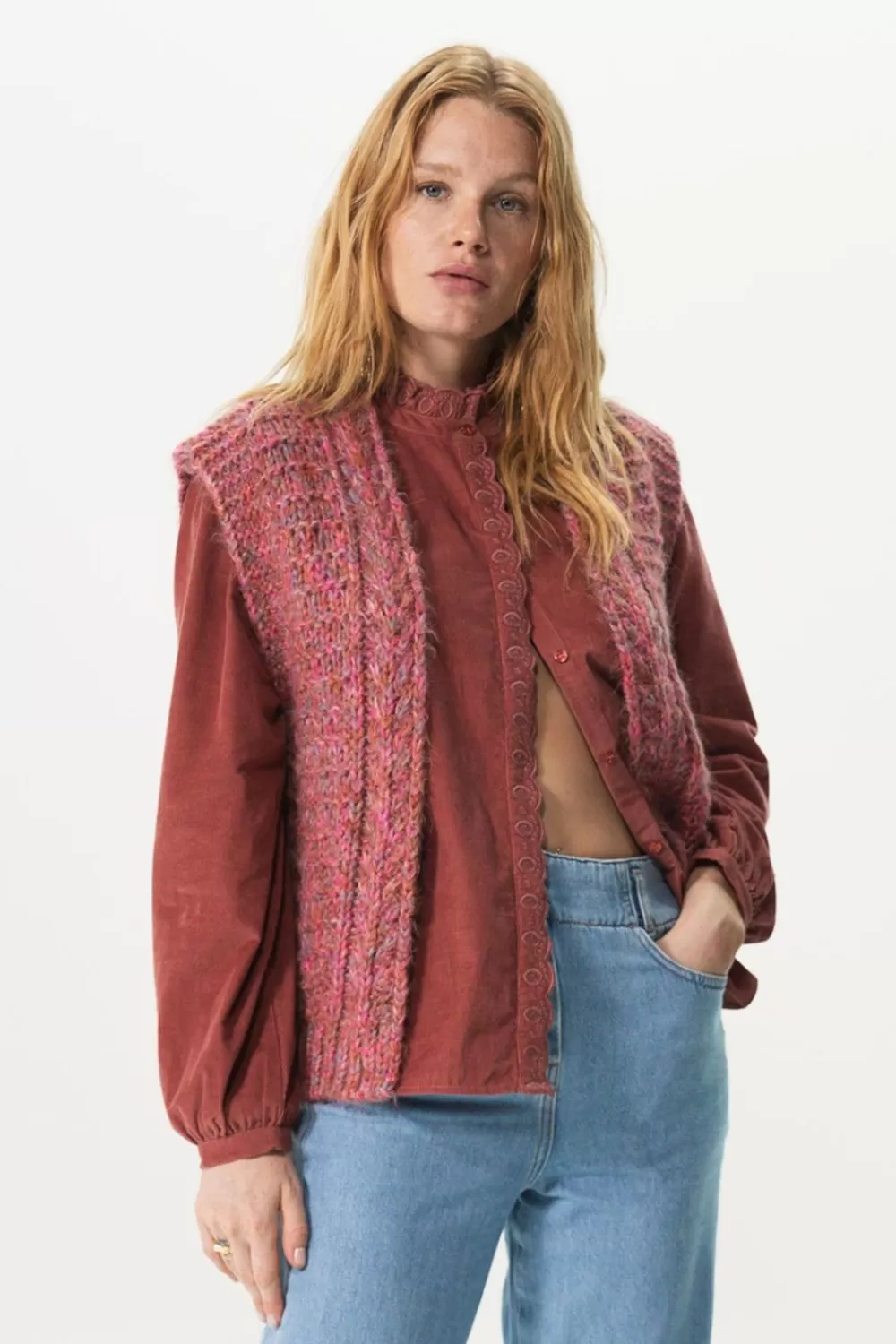 Dames Sissy-Boy Truien En Vesten>Gebreide Mouwloze Cardigan