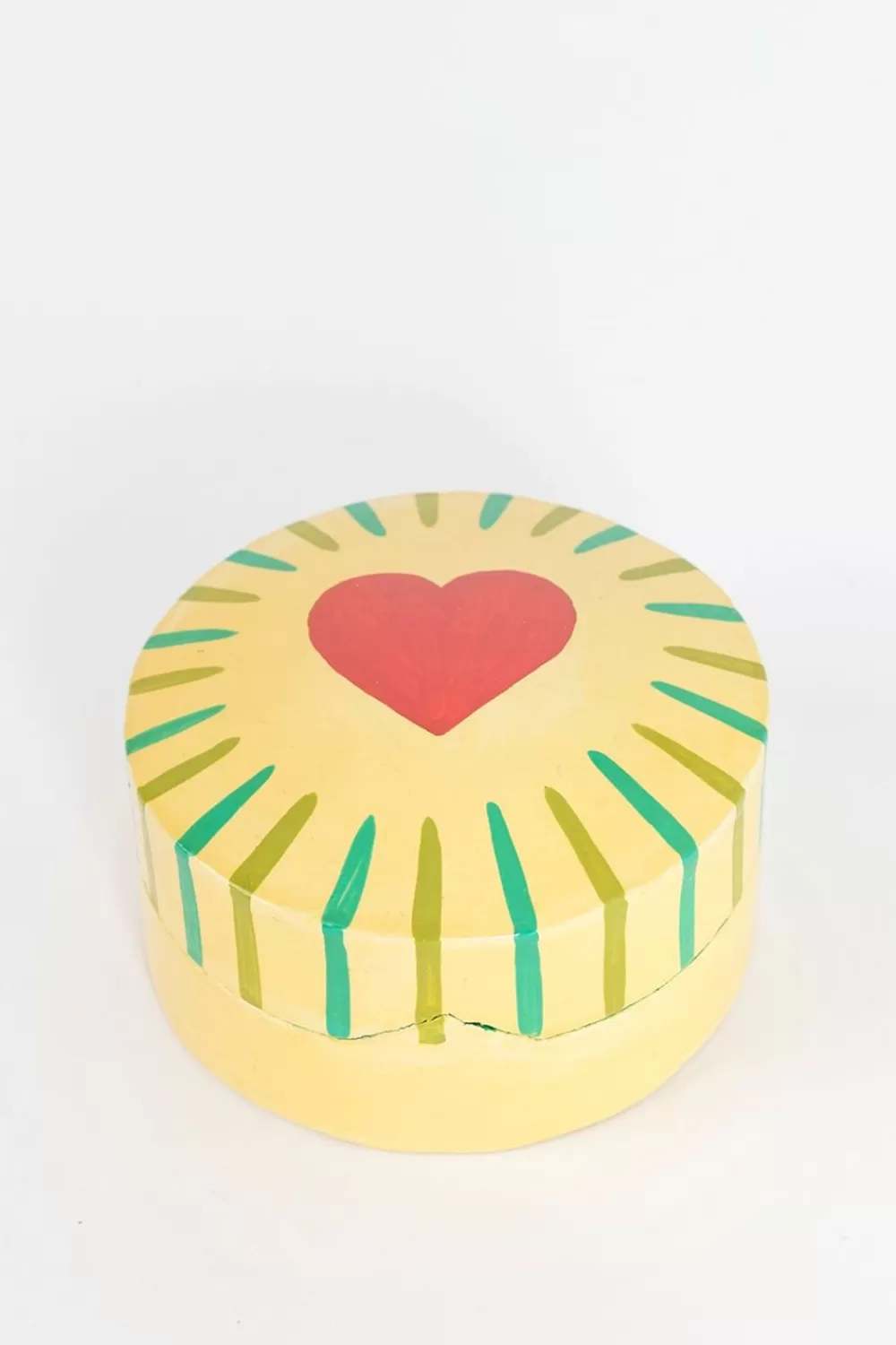 Sissy-Boy Woonaccessoires>Geel Papier Mache Doosje Met Hart