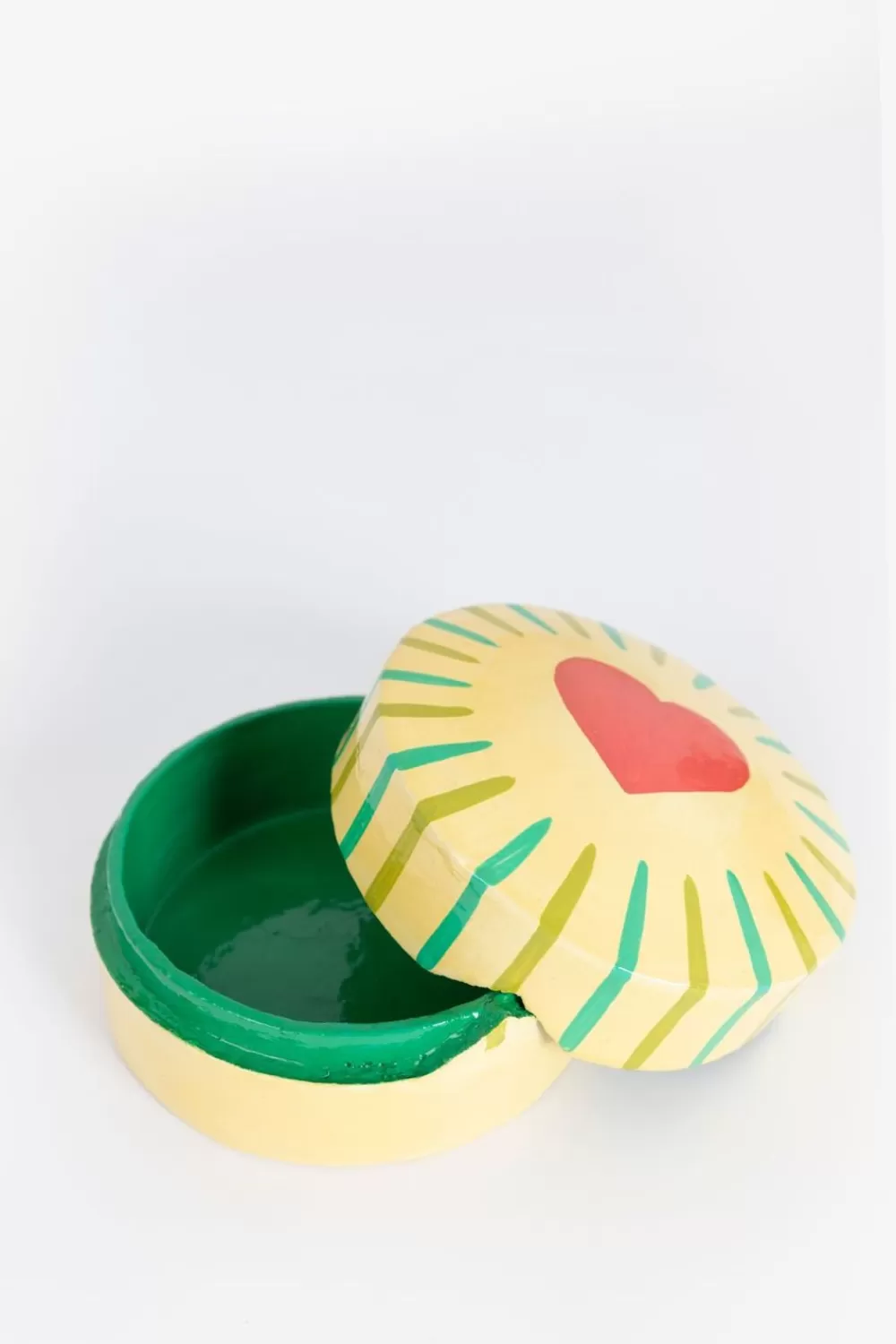 Sissy-Boy Woonaccessoires>Geel Papier Mache Doosje Met Hart