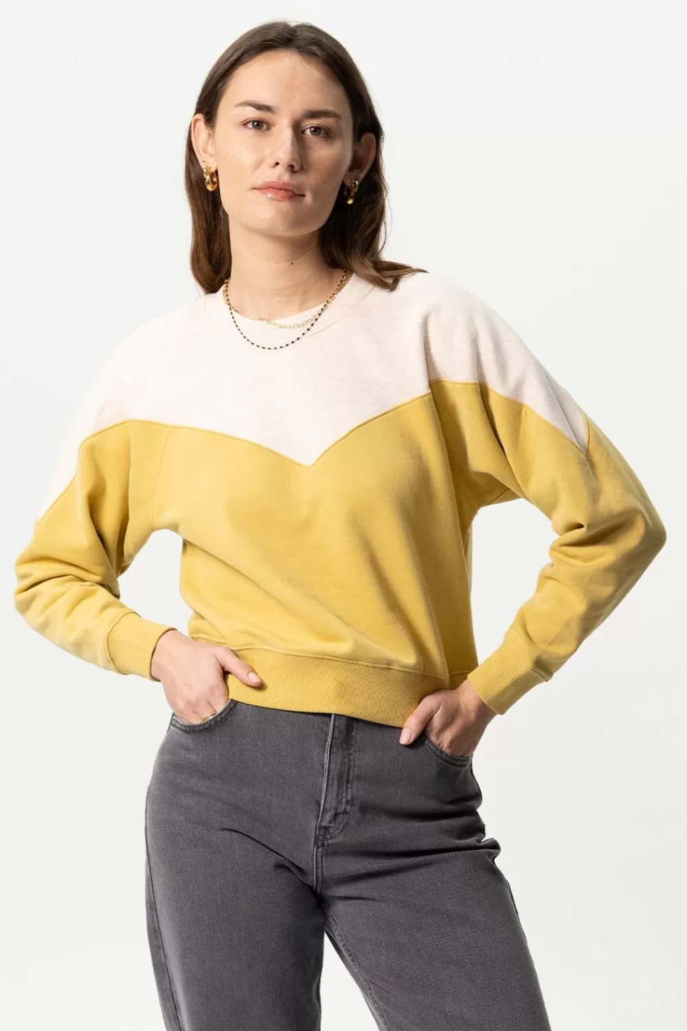 Dames Sissy-Boy Truien En Vesten>Gele Colourblock Sweater