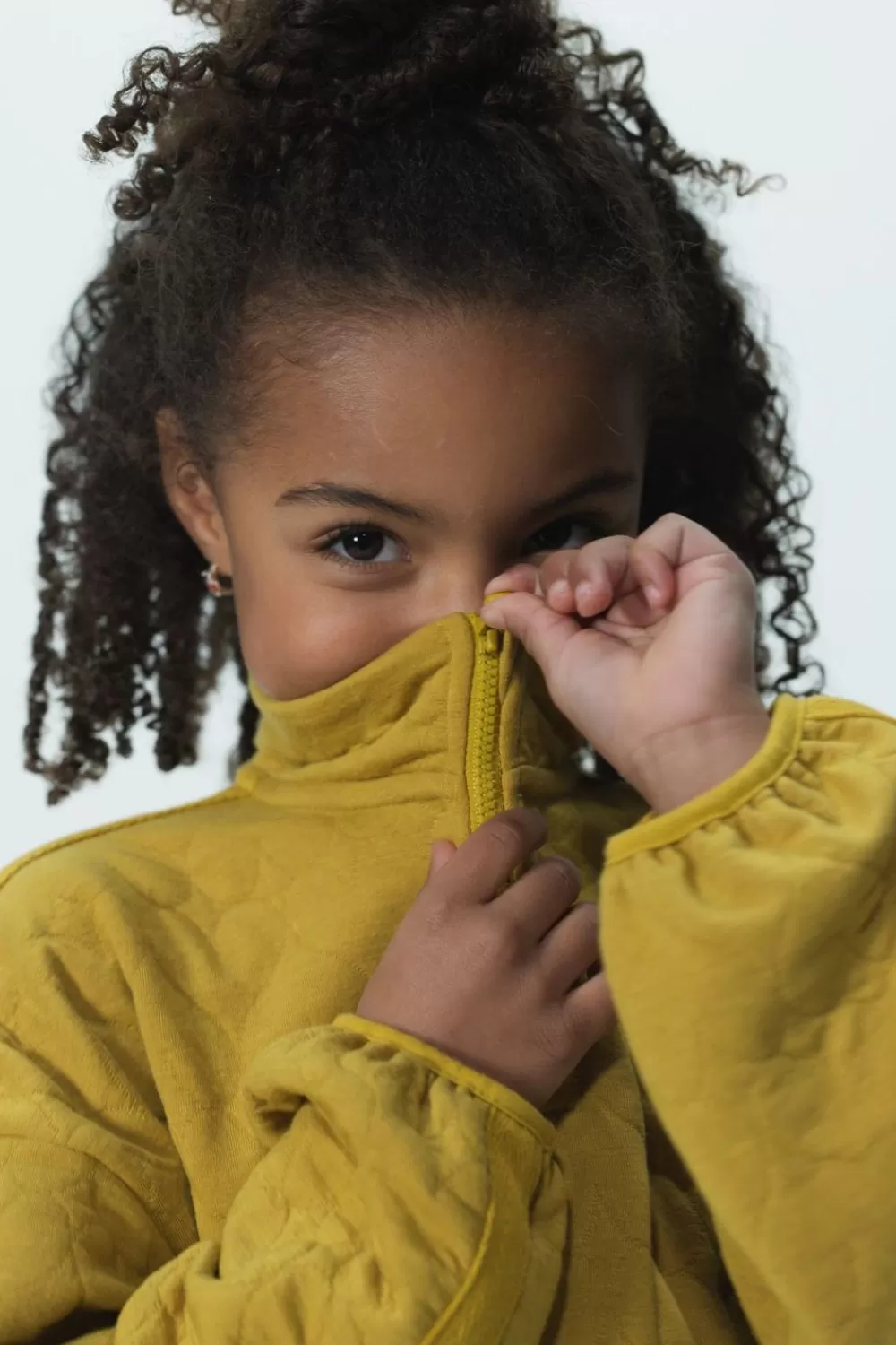 Kids Sissy-Boy Truien En Vesten>Gele Doorgestikte Sweater Met Rits