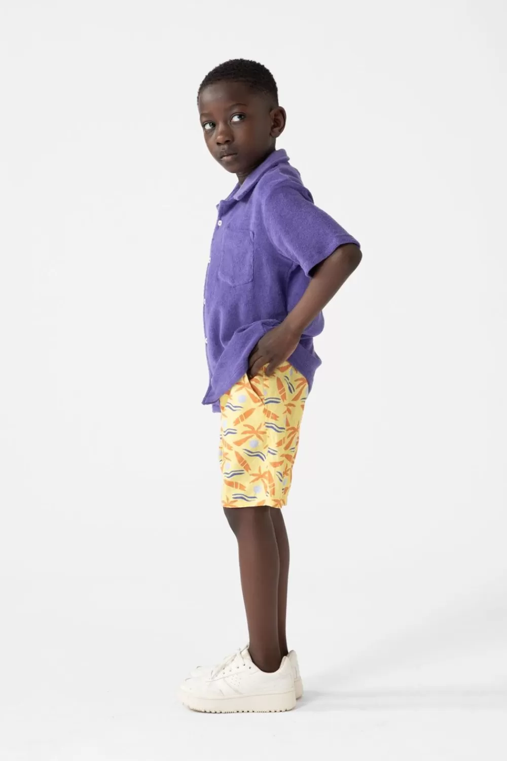 Kids Sissy-Boy Broeken>Gele Shorts Met Print