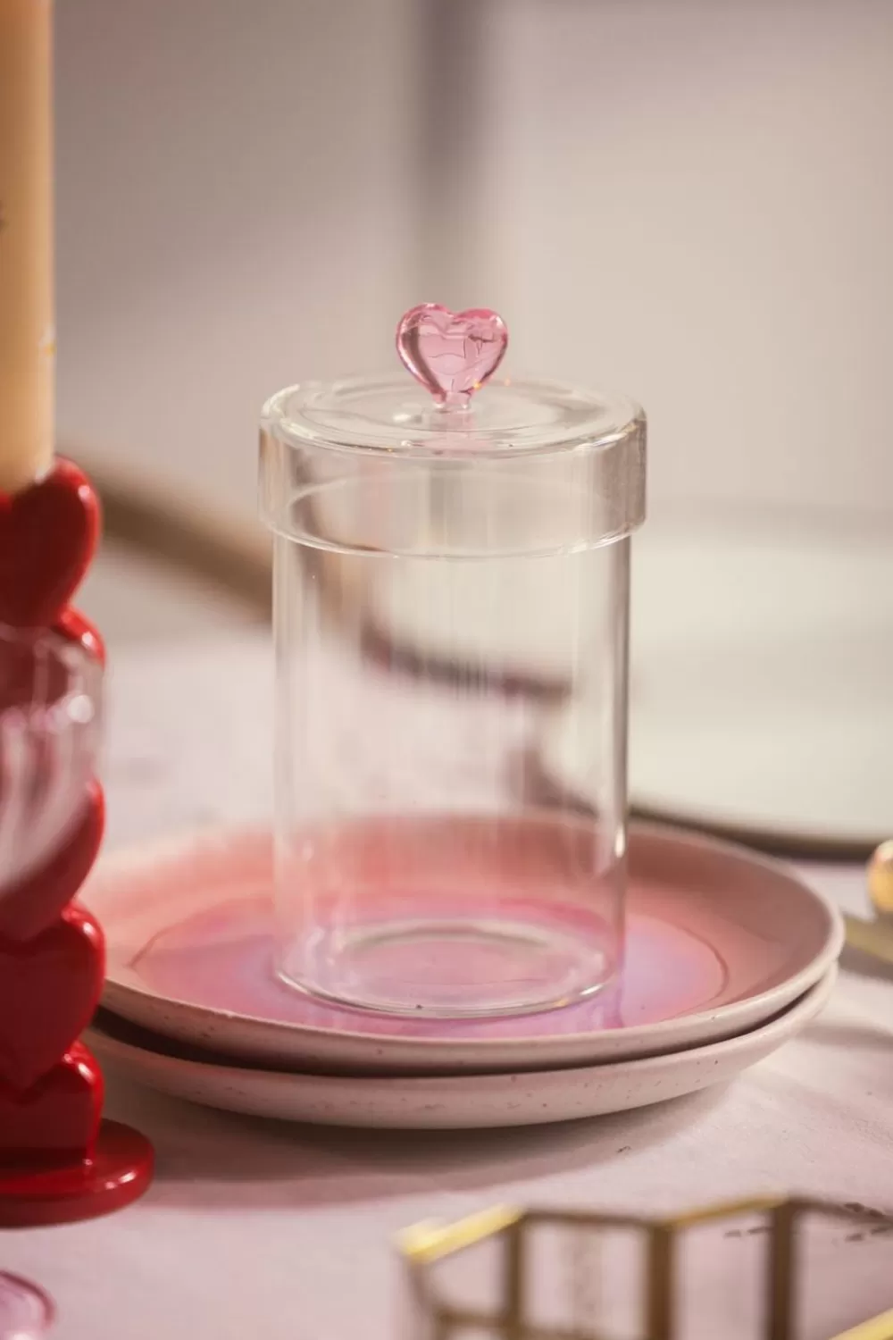 Sissy-Boy Woonaccessoires>Glazen Pot Met Roze Hartje